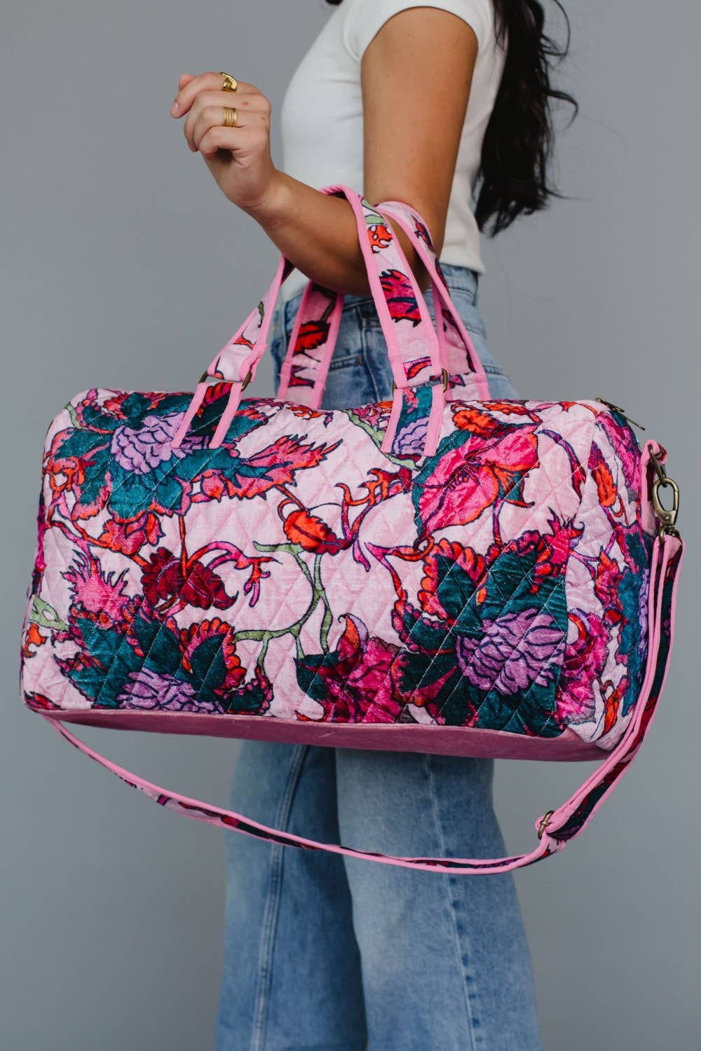 Light Pink Floral Duffel
