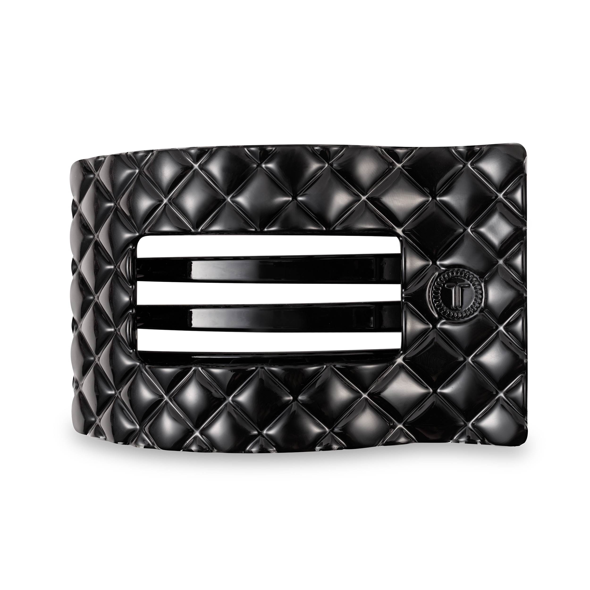 Flat Rectangle Hair Clip | Large | Jet Black Quilted