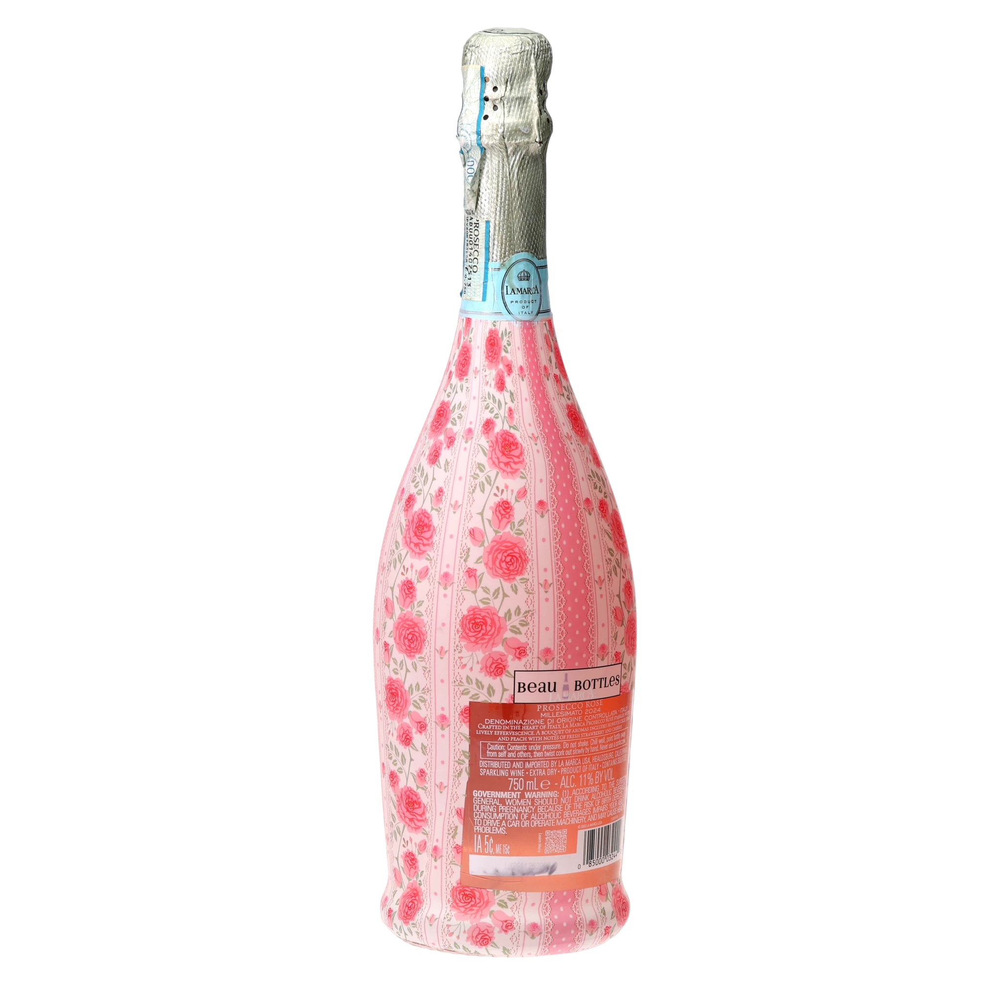 Pink Chateau Rose Stripe Prosecco Bottle Wrap
