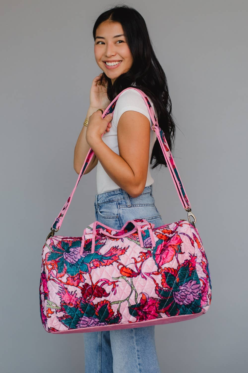 Light Pink Floral Duffel