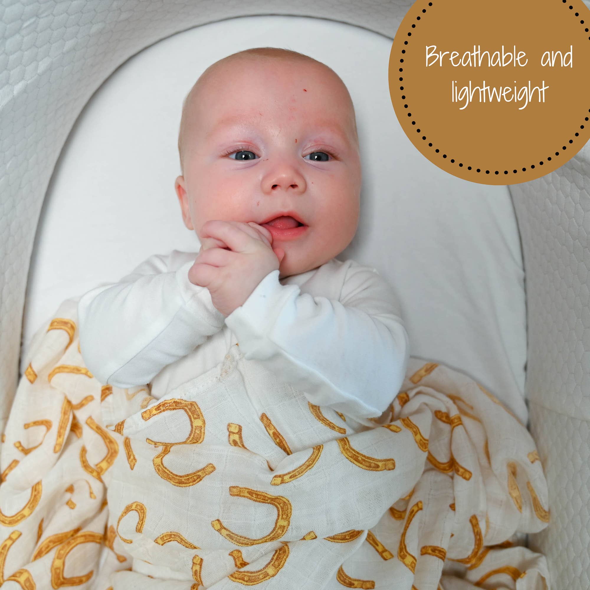 Lucky Horseshoe Muslin Swaddle Blanket