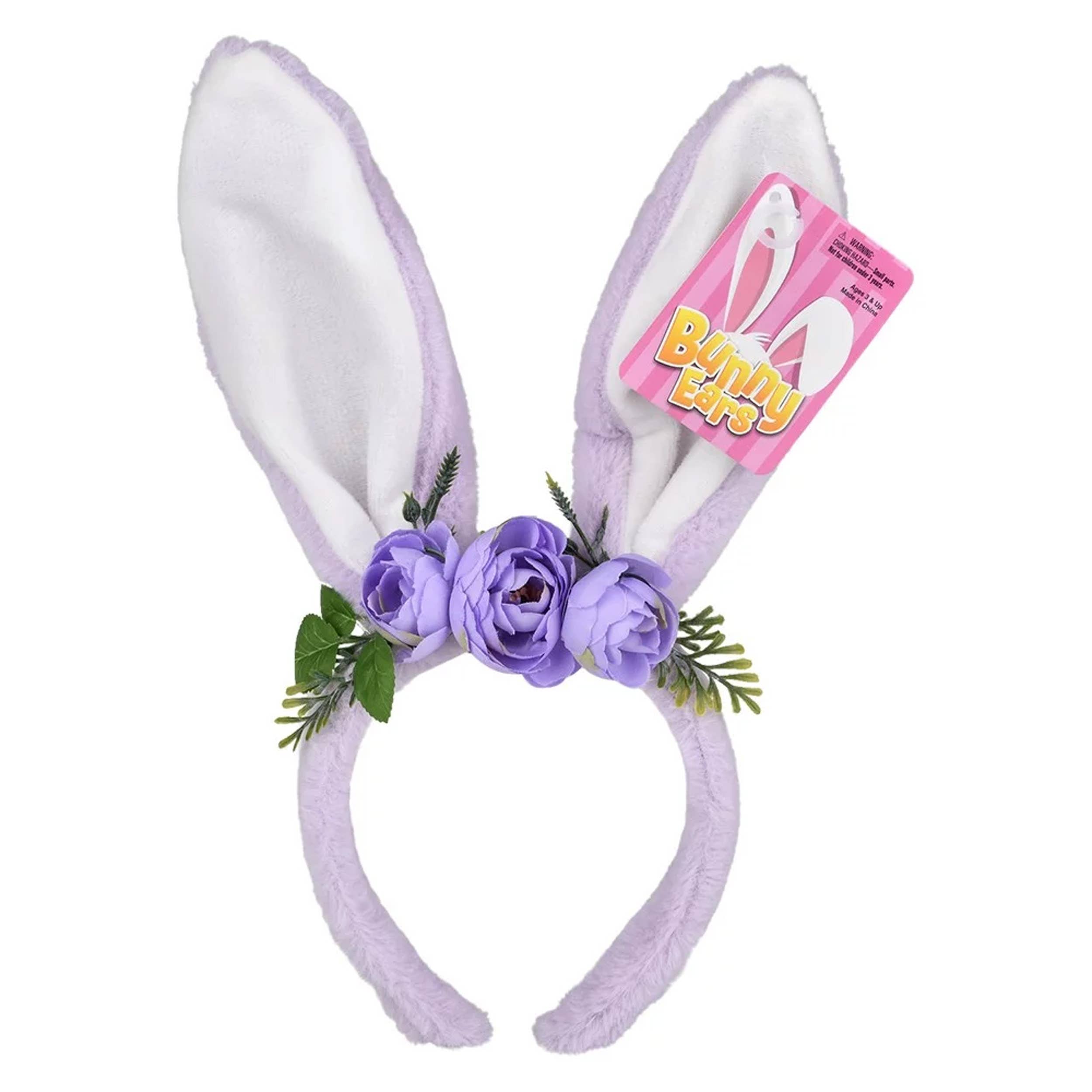 Bunny Plush Ears With Flowers