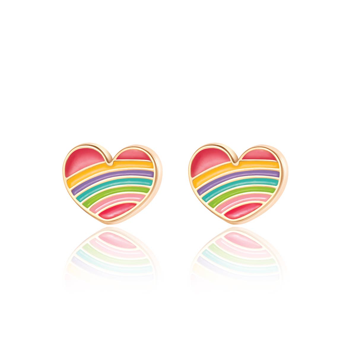 Rainbow Heart Stud Earrings