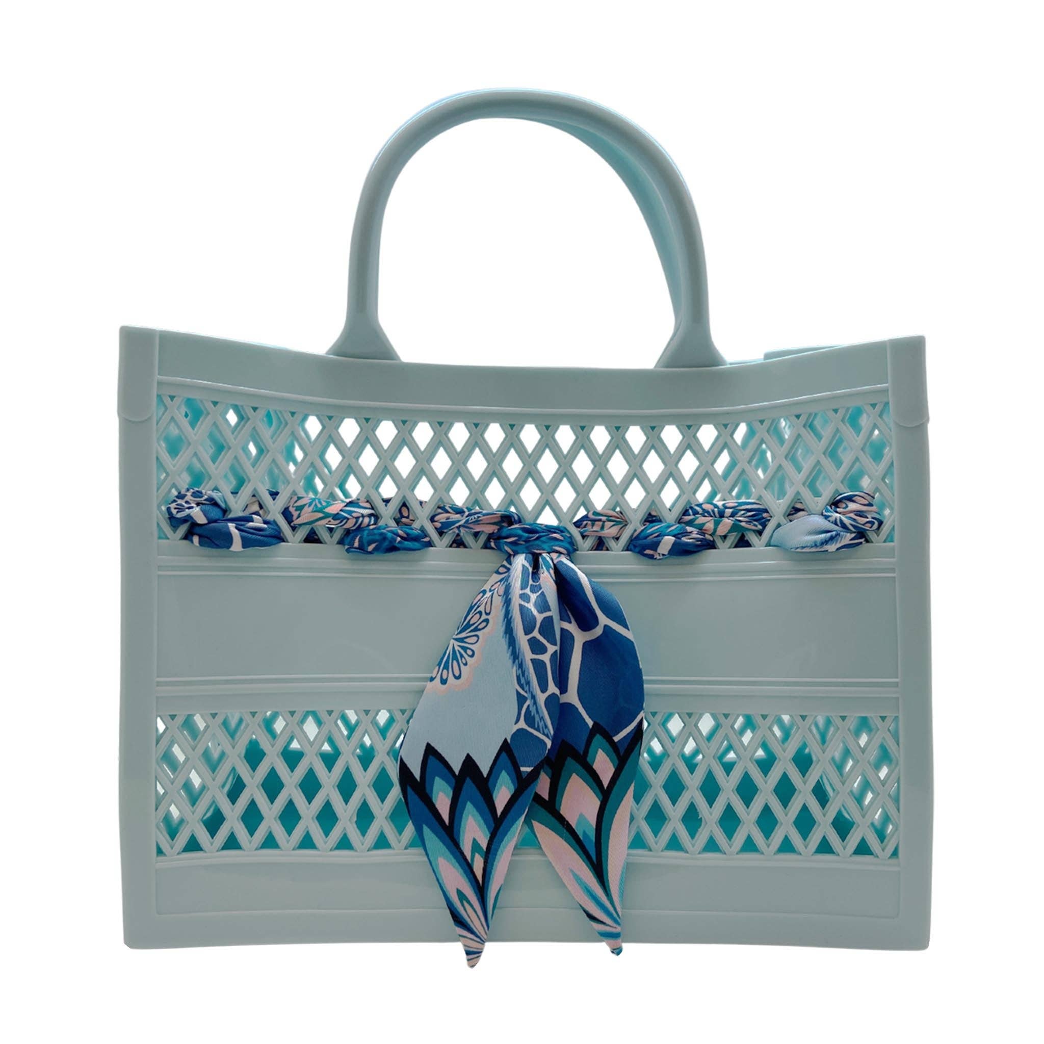 Light Blue Soleil Jelly Tote w/ Scarf