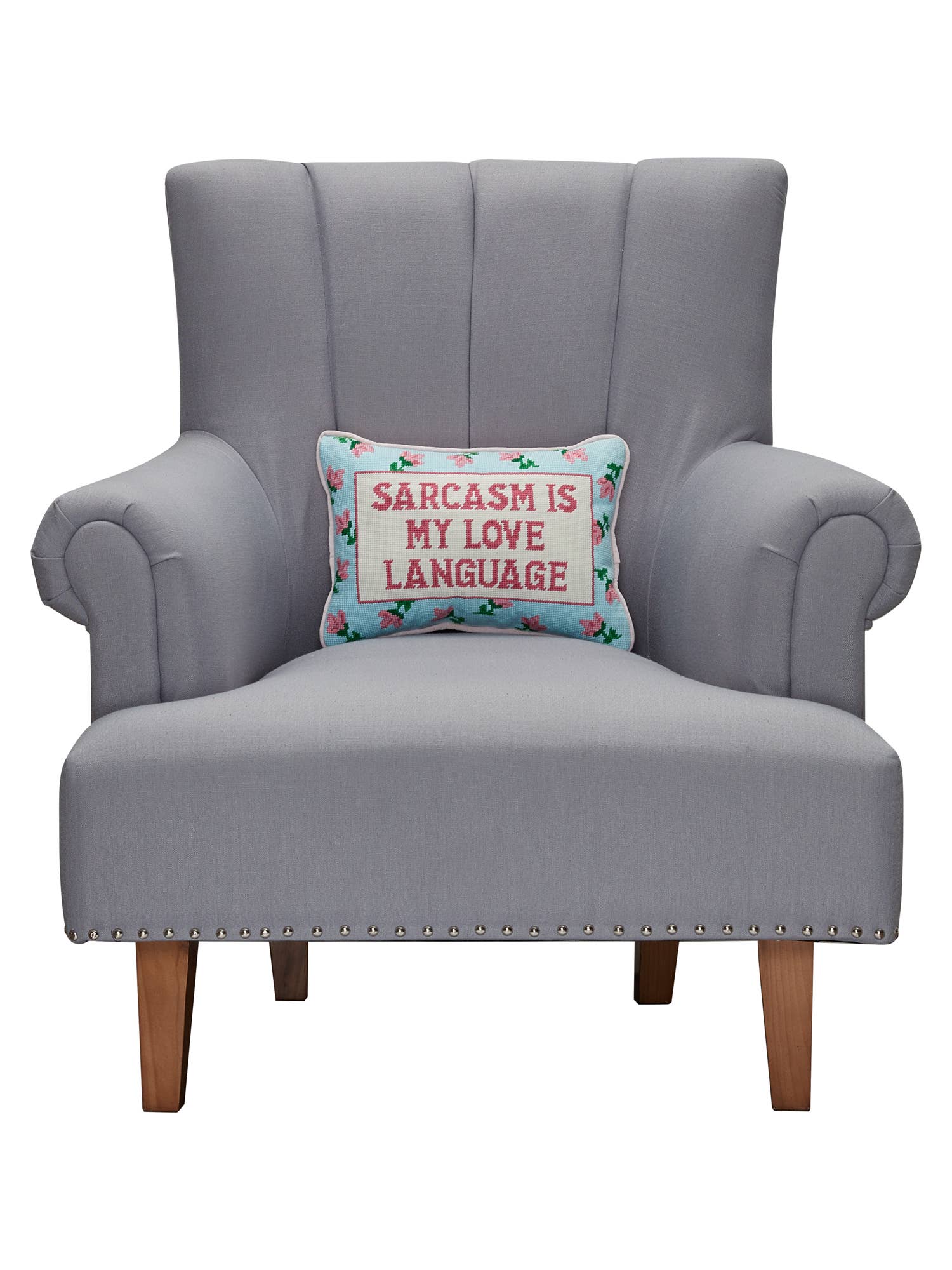 'Sarcasm Is My Love Language' Embroidered Pillow