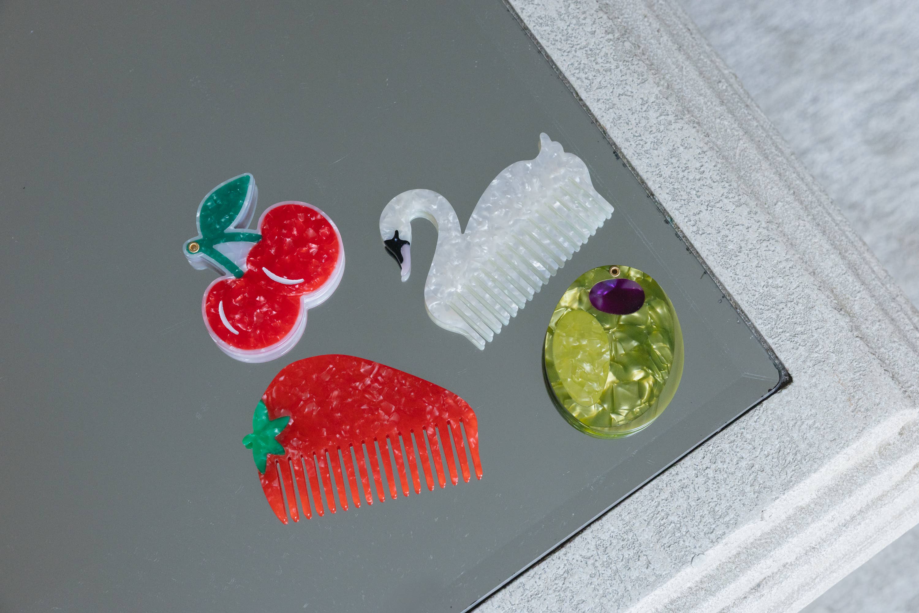 Cherries Folding Compact Mirror