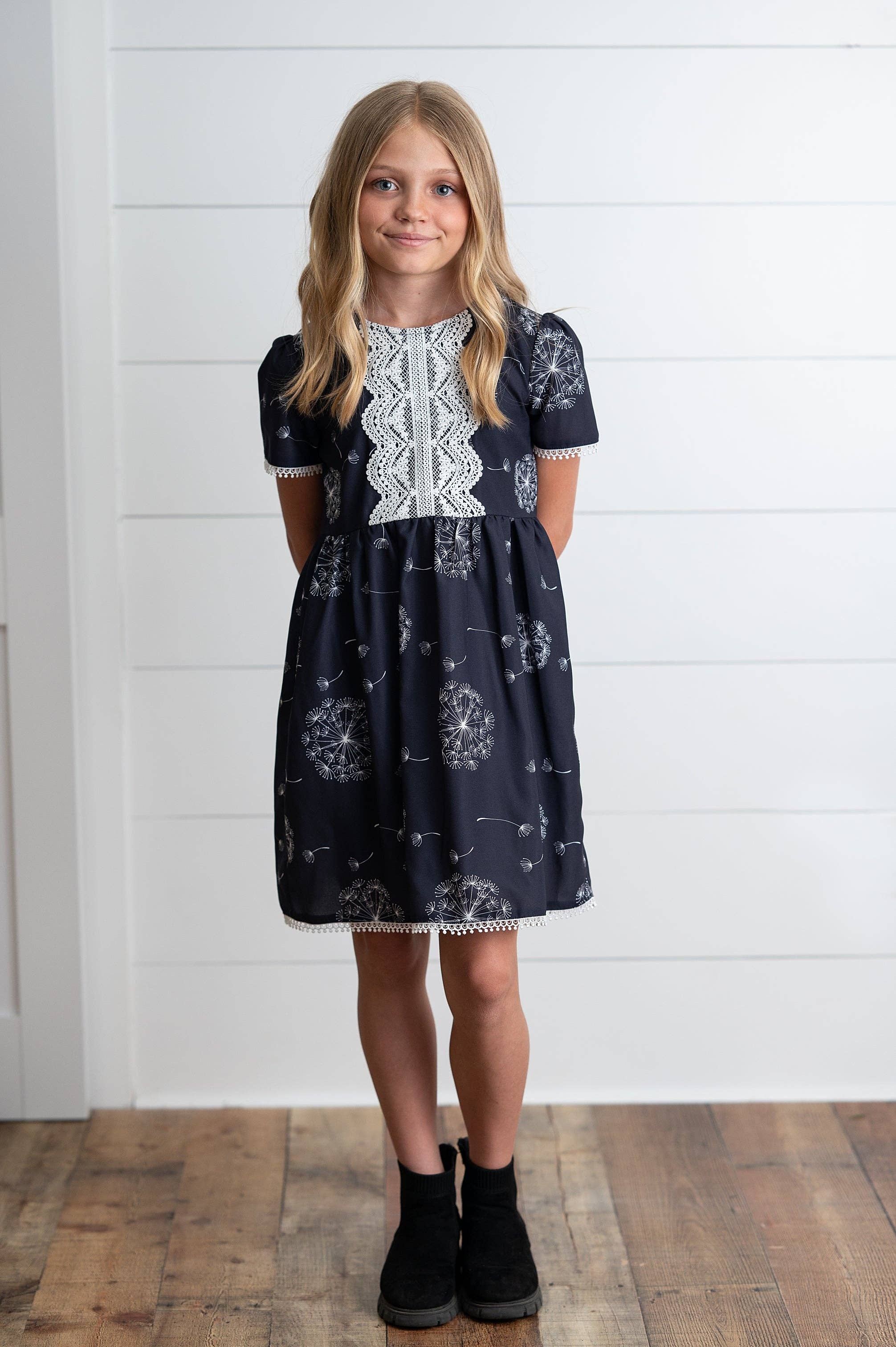 Charcoal Dandelion Wish Lace Dress