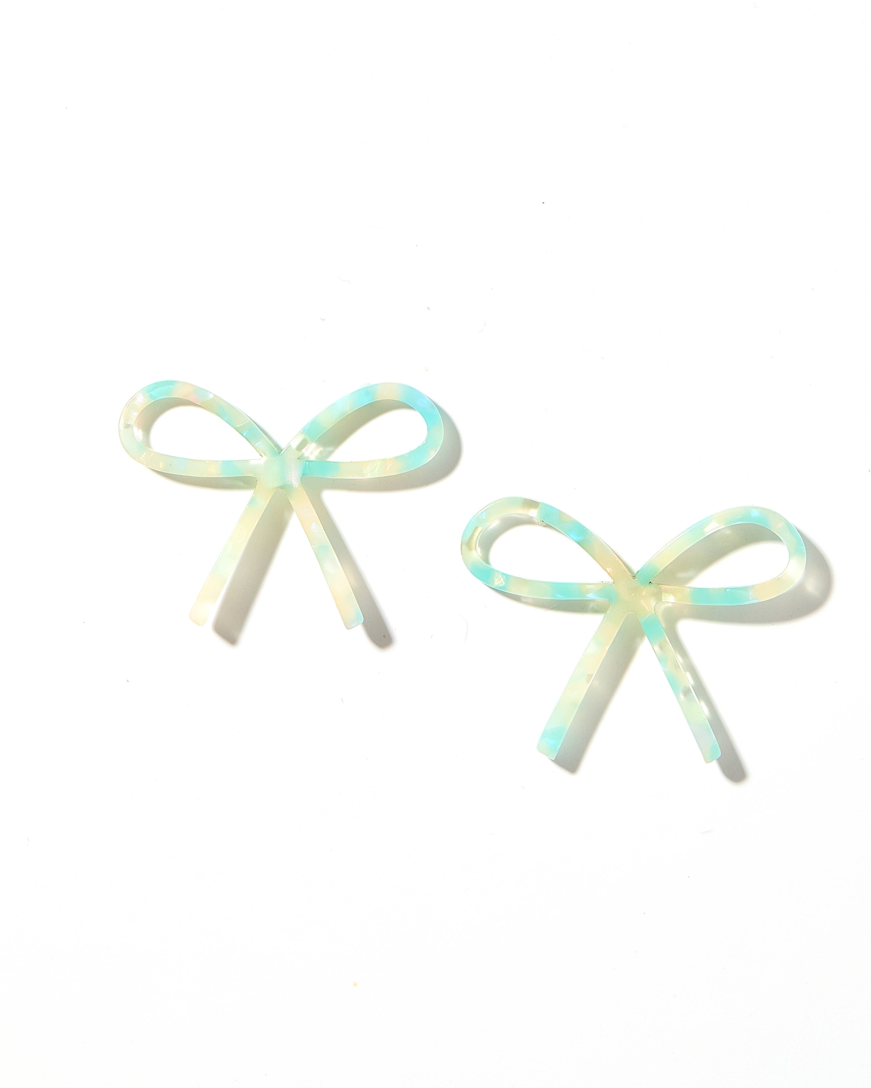 Teal Sprinkles Lola Bow Earrings