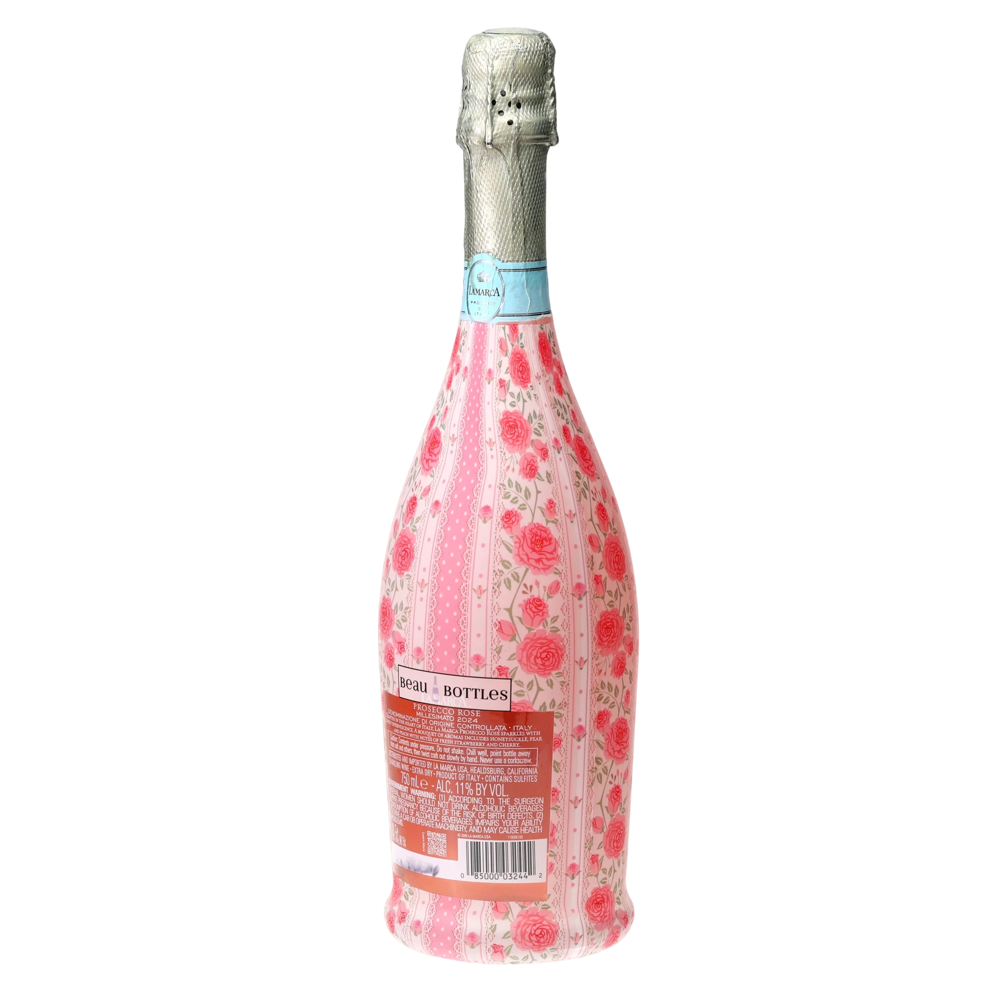 Pink Chateau Rose Stripe Prosecco Bottle Wrap