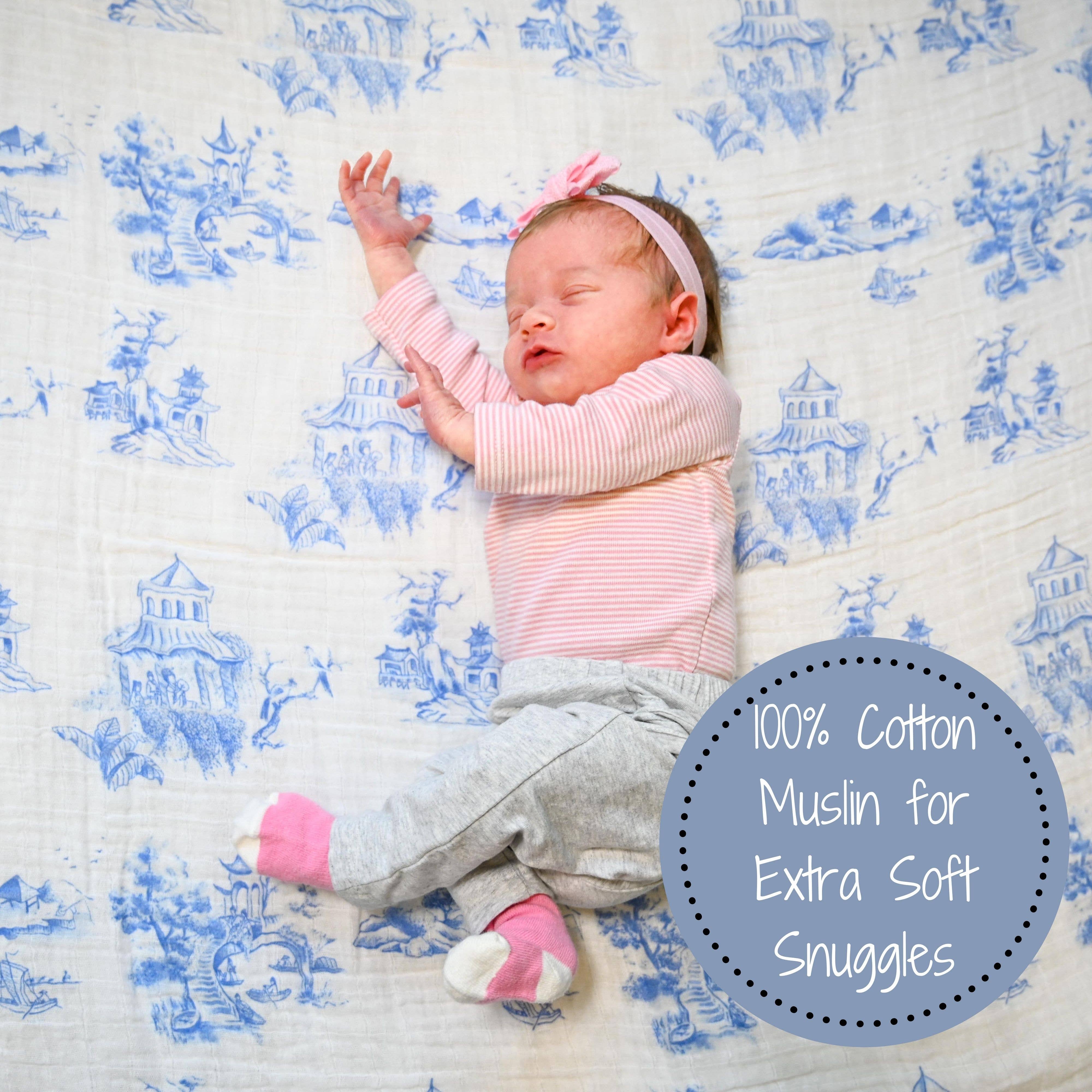 Chinoisserie Muslin Swaddle Blanket