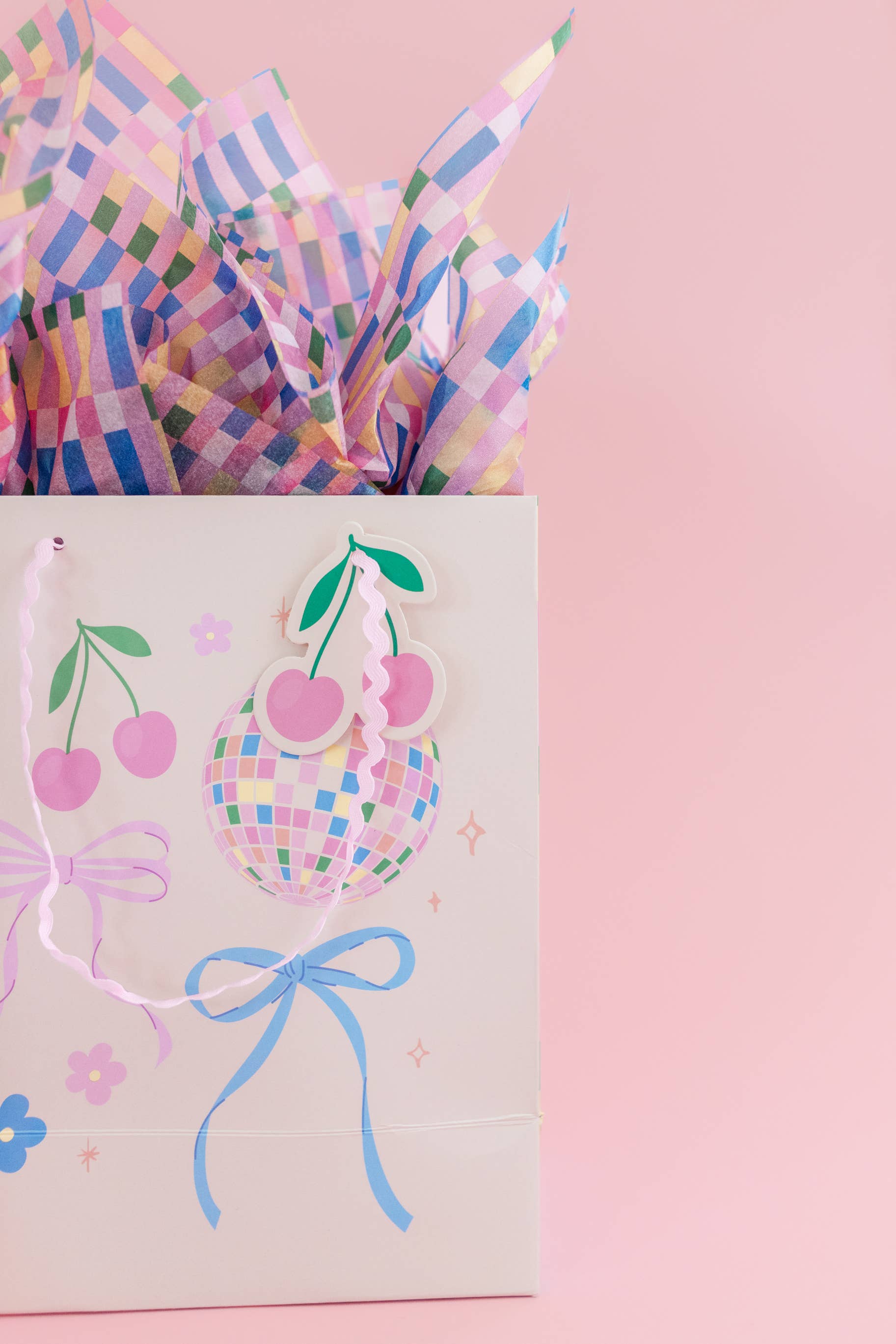 Disco Ball + Cherry Bows Gift Bag - Medium