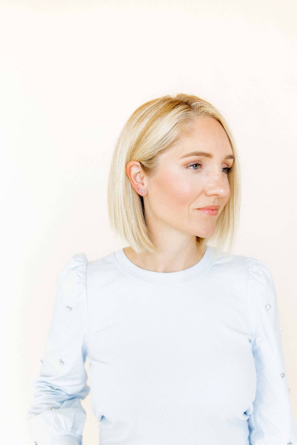 Silver Sadie Bow Screwback Stud Earrings