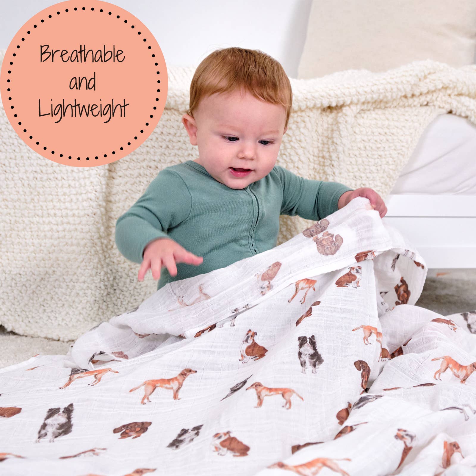 Doggone Cute Muslin Swaddle Blanket