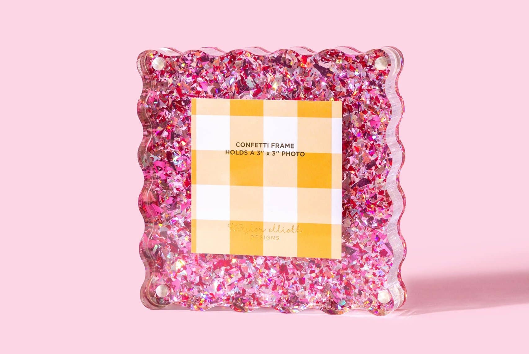 Pink Confetti Acrylic Picture Frame 3x3