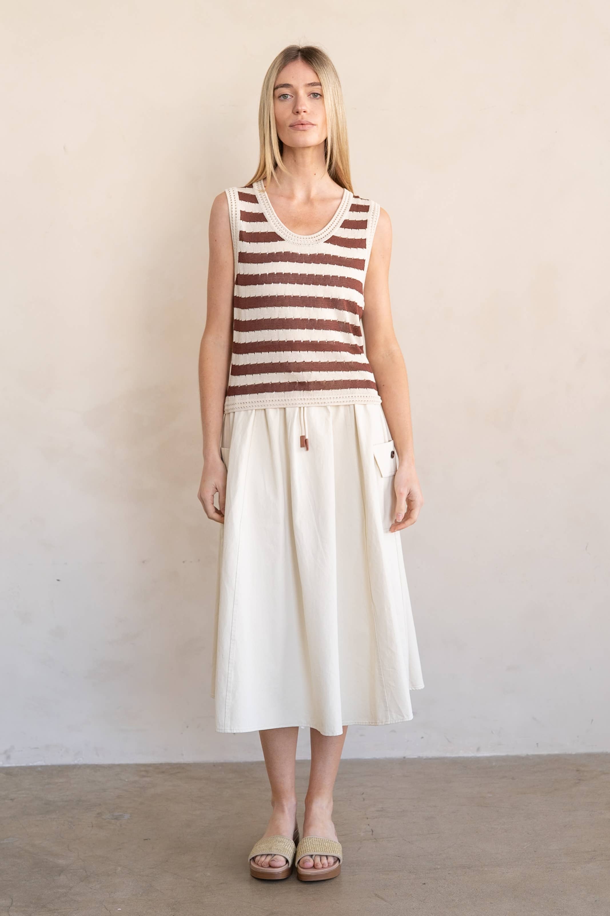 Brown Stripe Crochet Sweater Vest