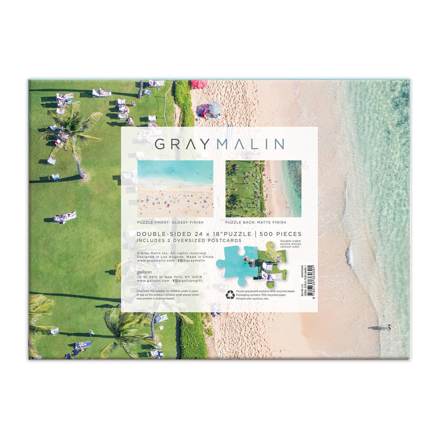 Gray Malin The Hawaii Beach Double-Sided 500 Piece Puzzle