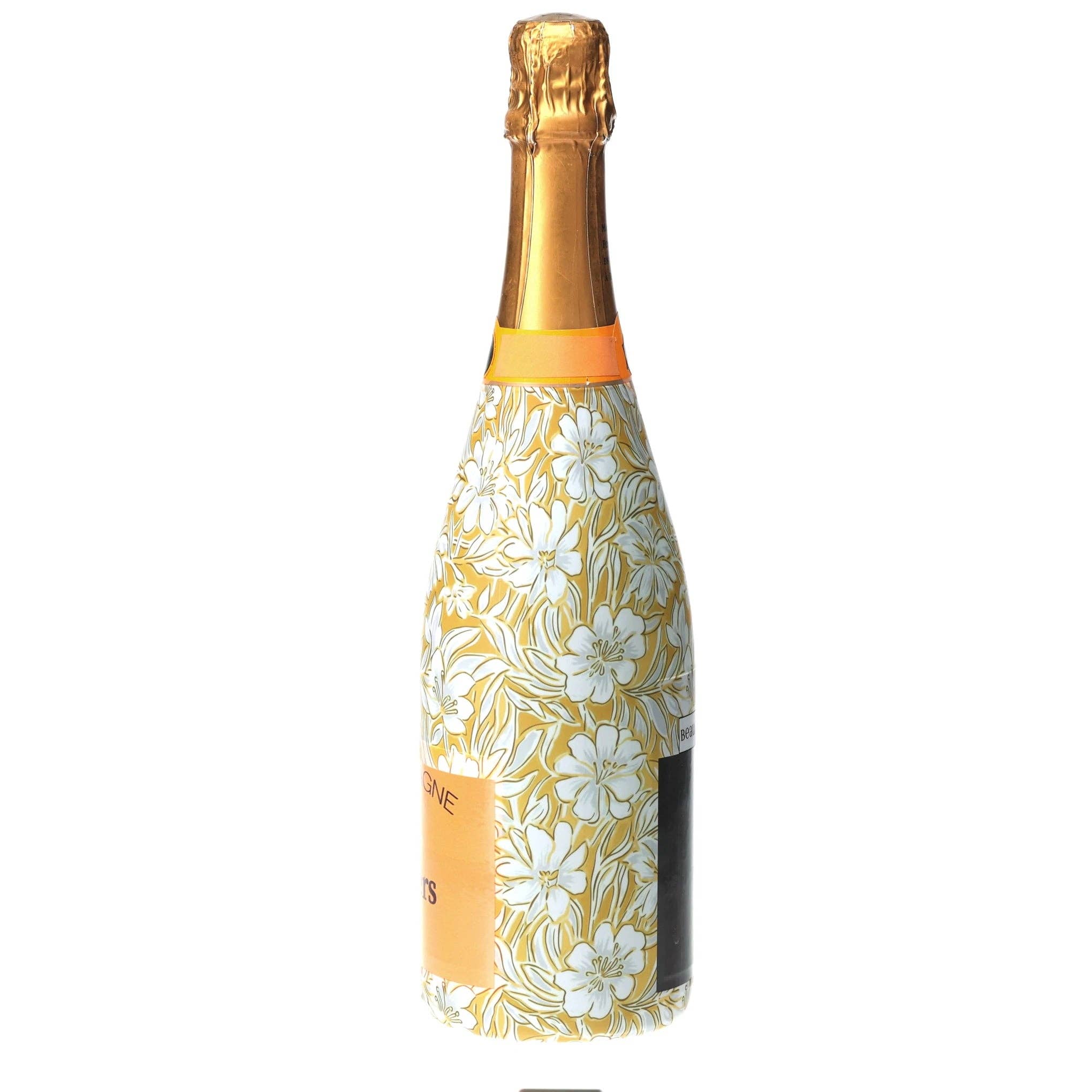 Grandmillennial Gold Flower Champagne Bottle Wrap