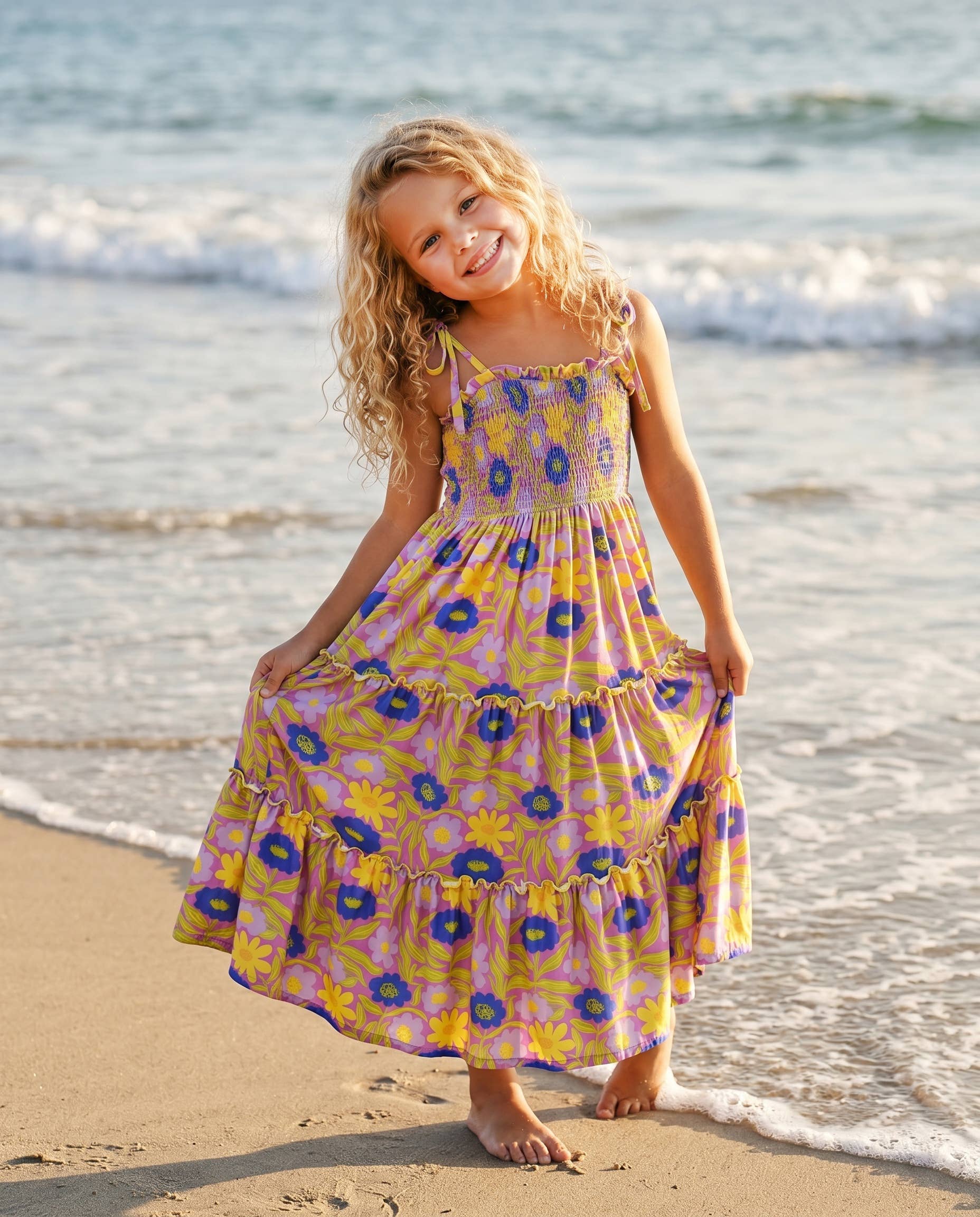 Leilani Lavender Floral Tiered Maxi Dress