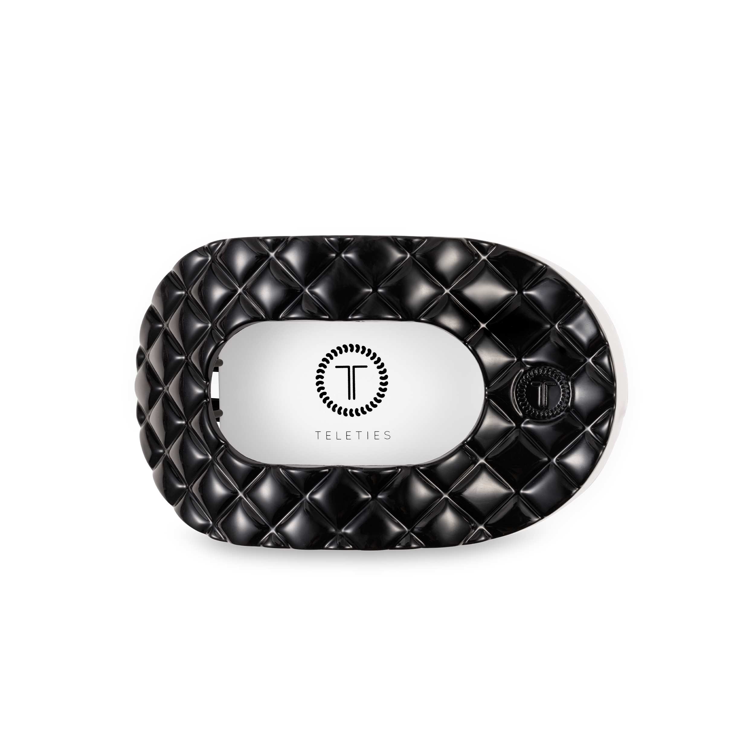 Flat Round Hair Clip | Medium | Jet Black Quilted