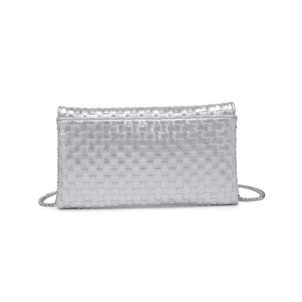 Silver Priscilla Woven Clutch