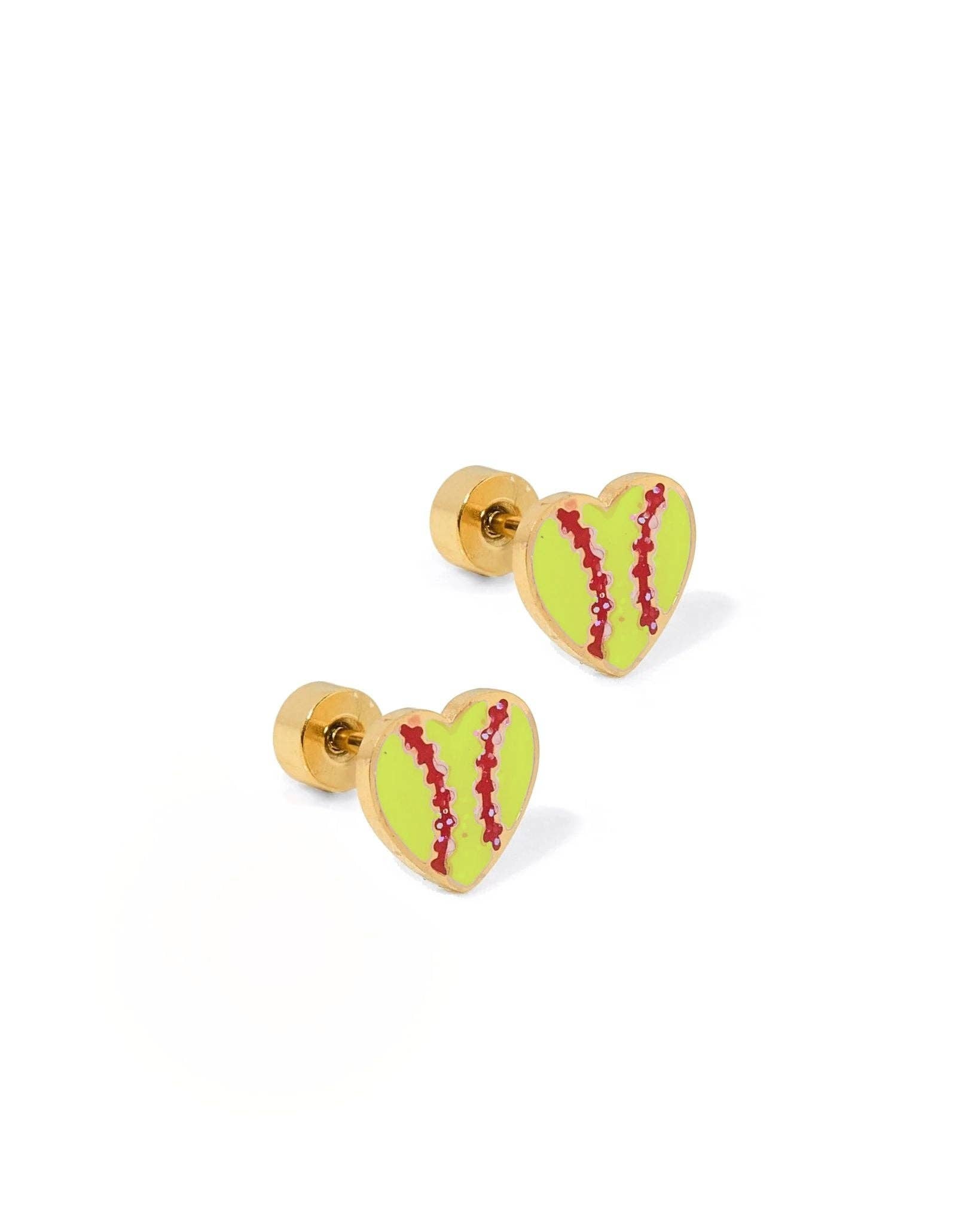 Softball Screwback Stud Earrings