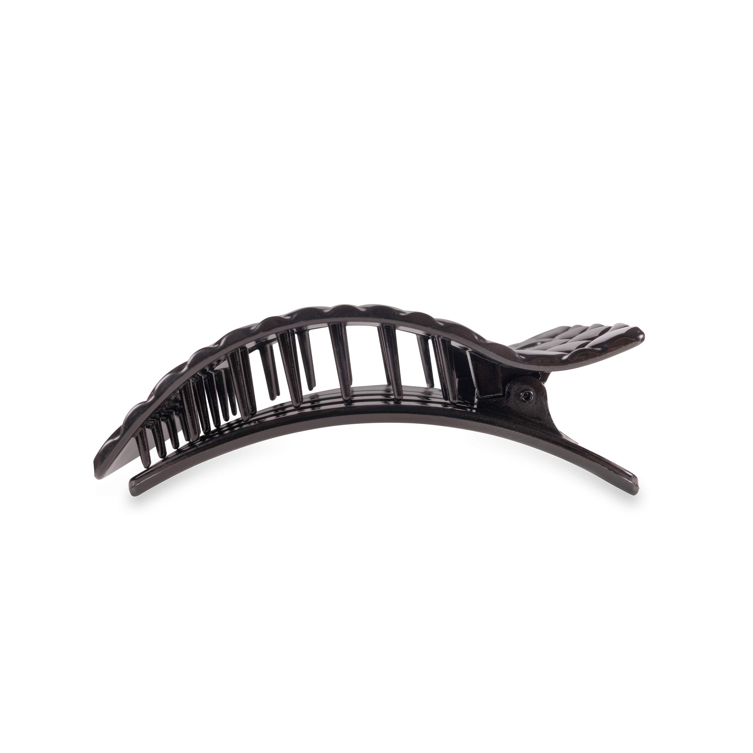 Flat Rectangle Hair Clip | Medium | Jet Black Quilted