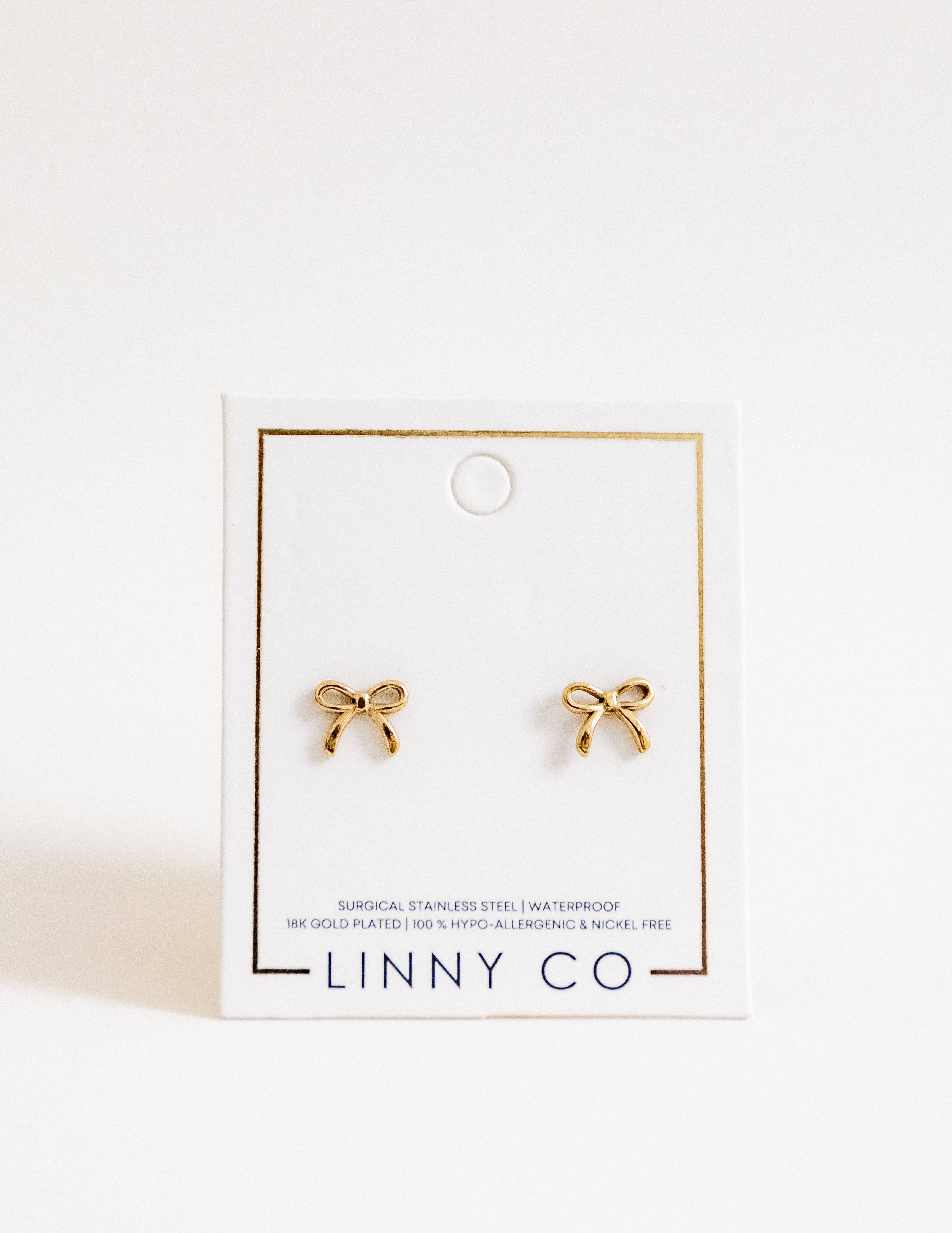 Gold Sadie Bow Screwback Stud Earrings