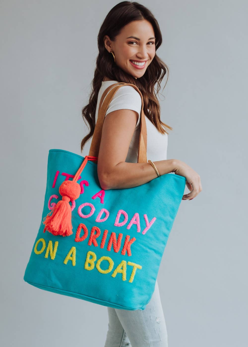 Blue 'Drink On A Boat' Tote