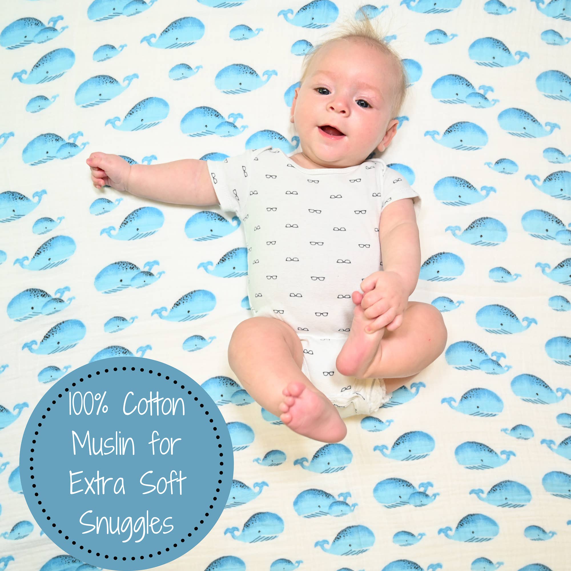 Whale, Whale, Whale Muslin Swaddle