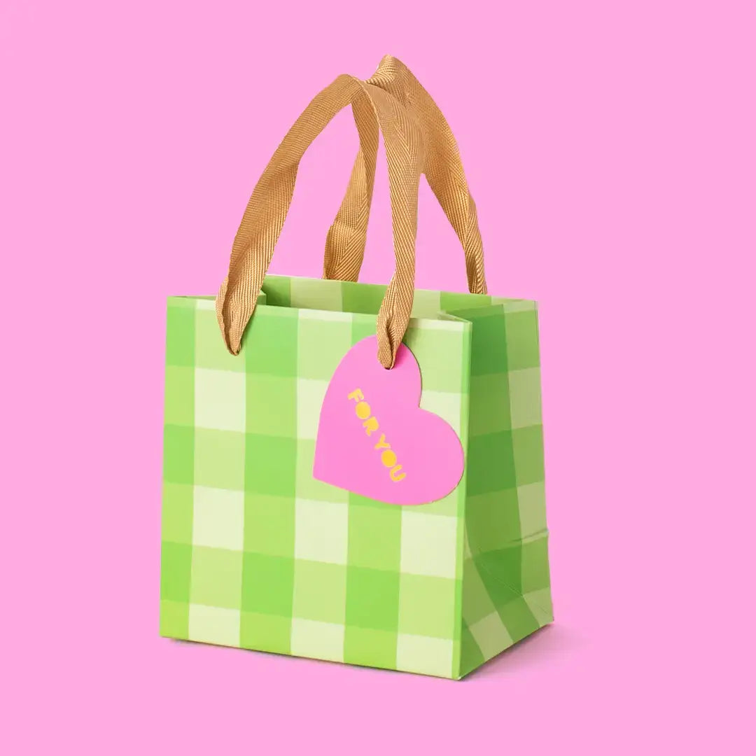 Green Gingham Gift Bags - Medium