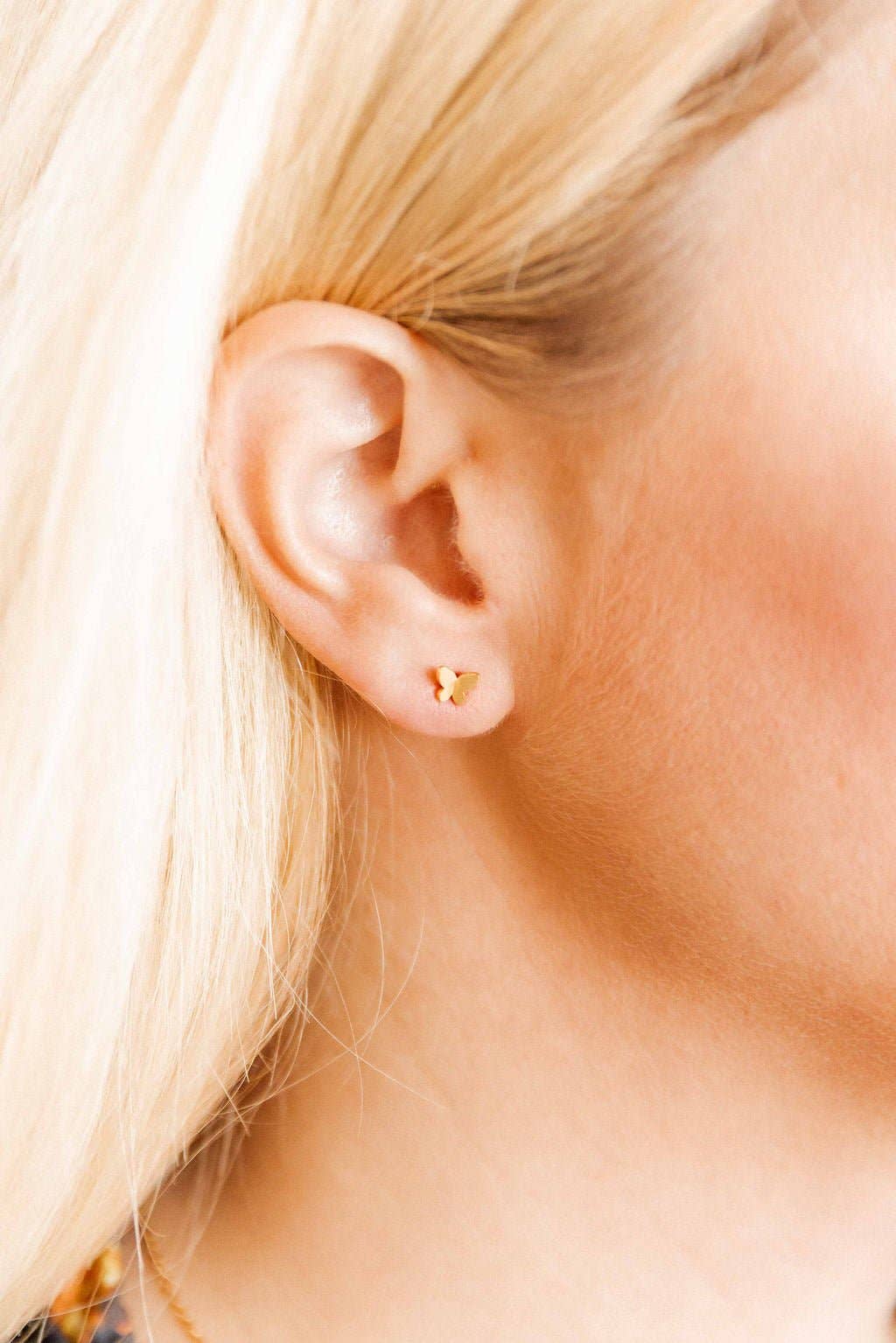 Billie Butterfly Gold Screwback Stud Earrings