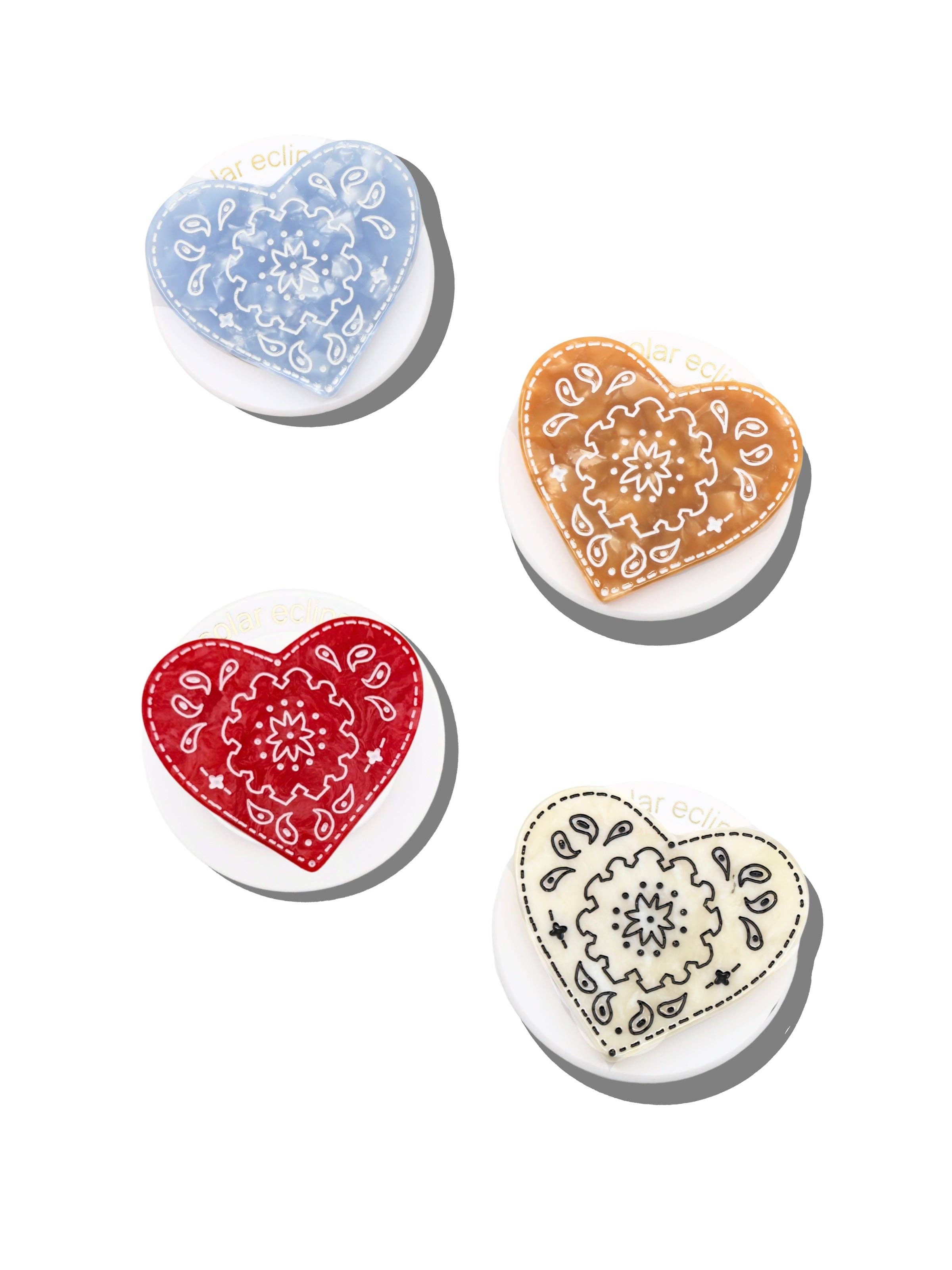 Hand-painted Paisley Heart GripCharm | Eco-Friendly: Red