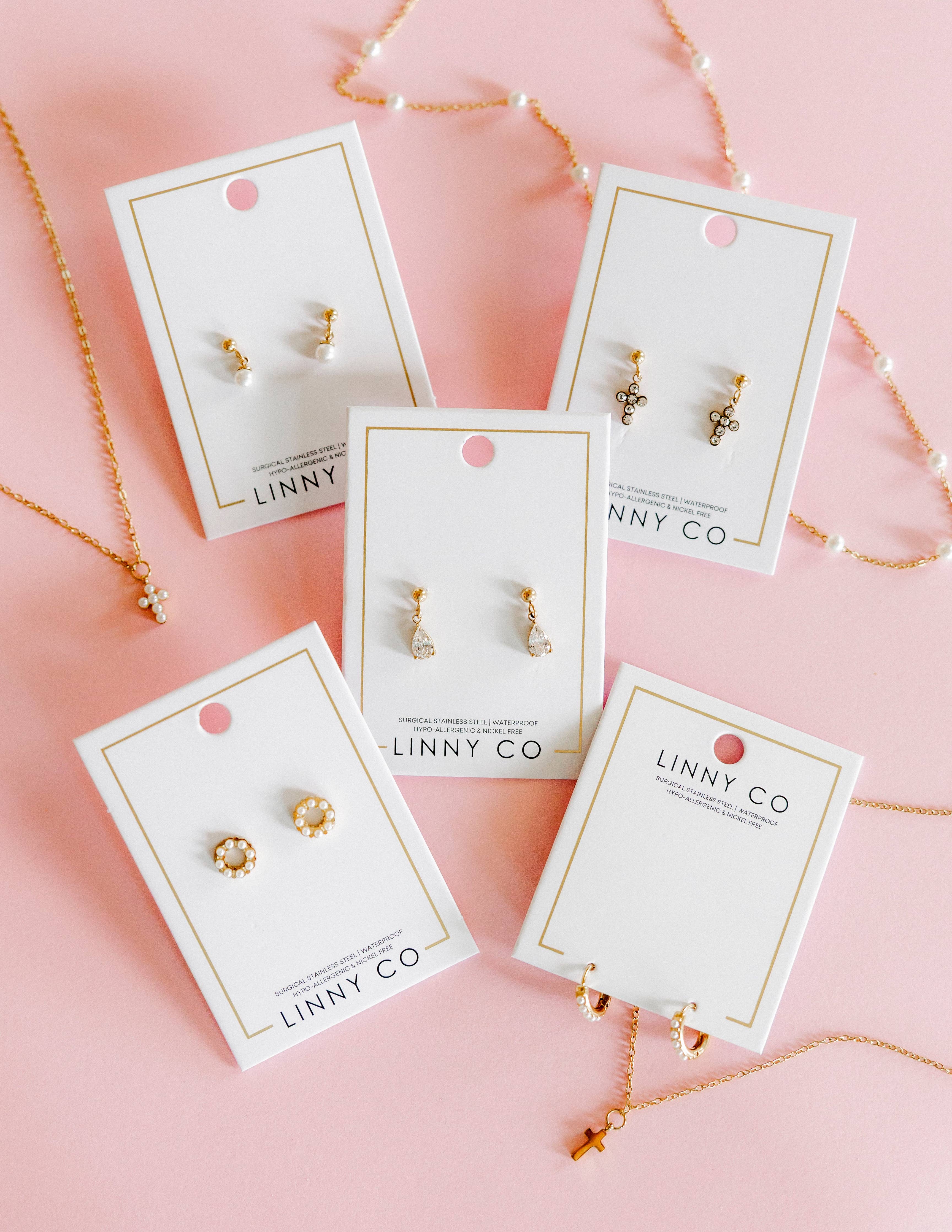 Scarlett 8mm Gold Pearl Huggie Earrings