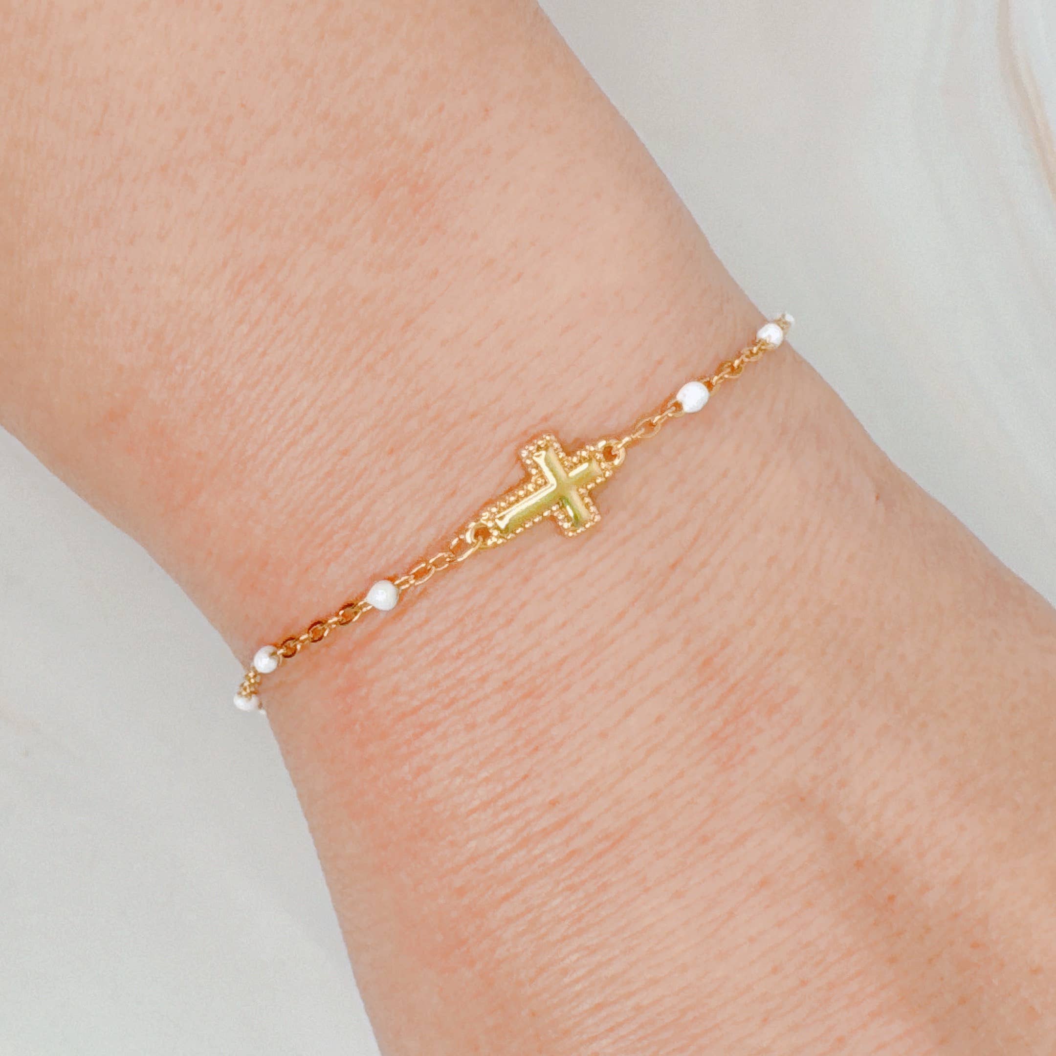 Dainty Dots Cross Bracelet