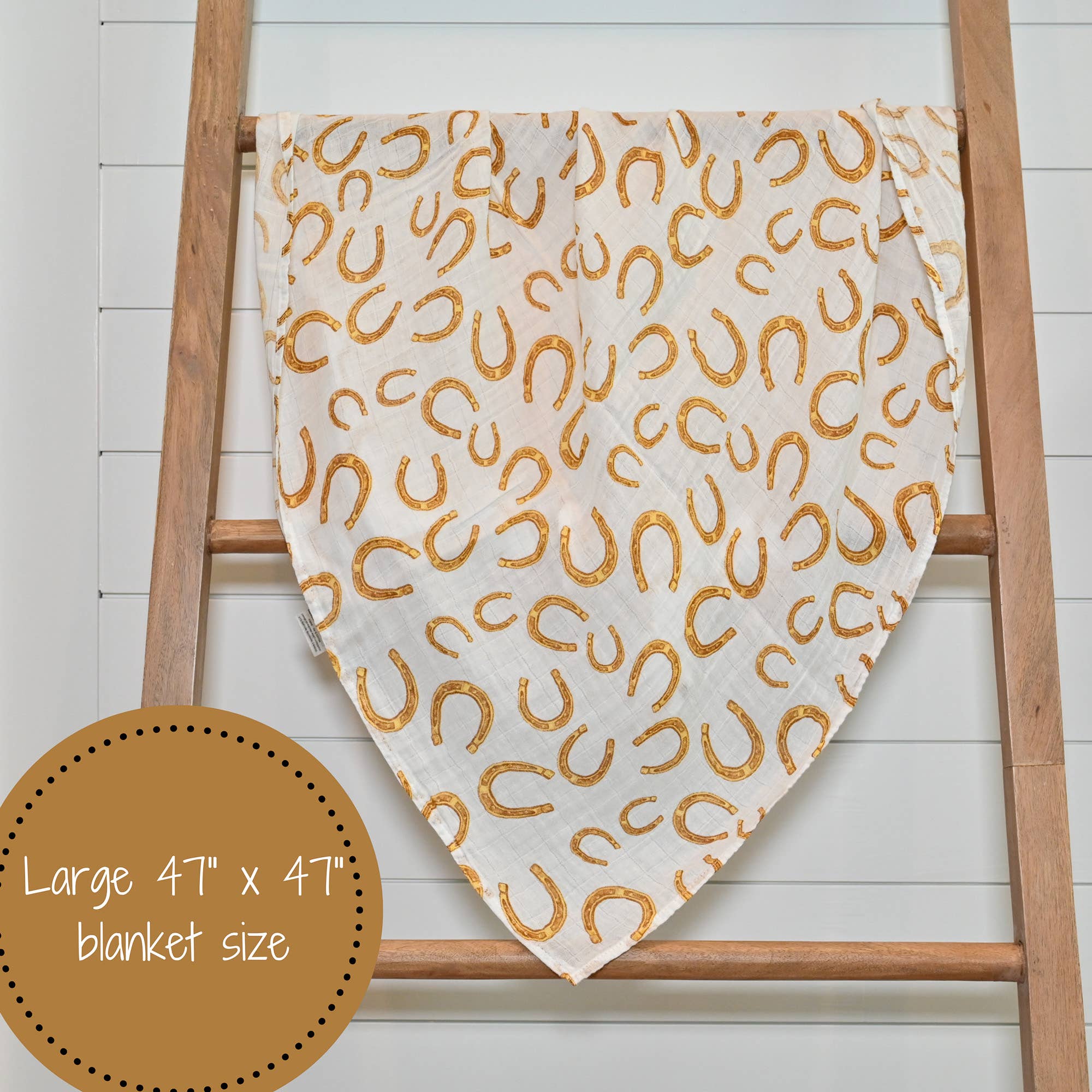 Lucky Horseshoe Muslin Swaddle Blanket