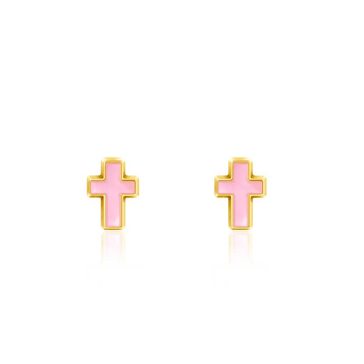 Pink Cross Studs