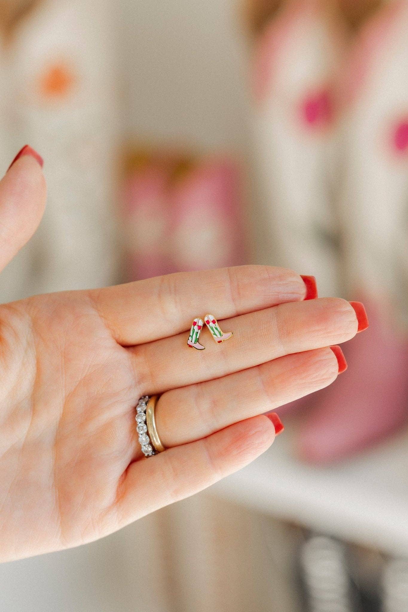 Tulip Cowgirl Boot Screwback Stud Earrings