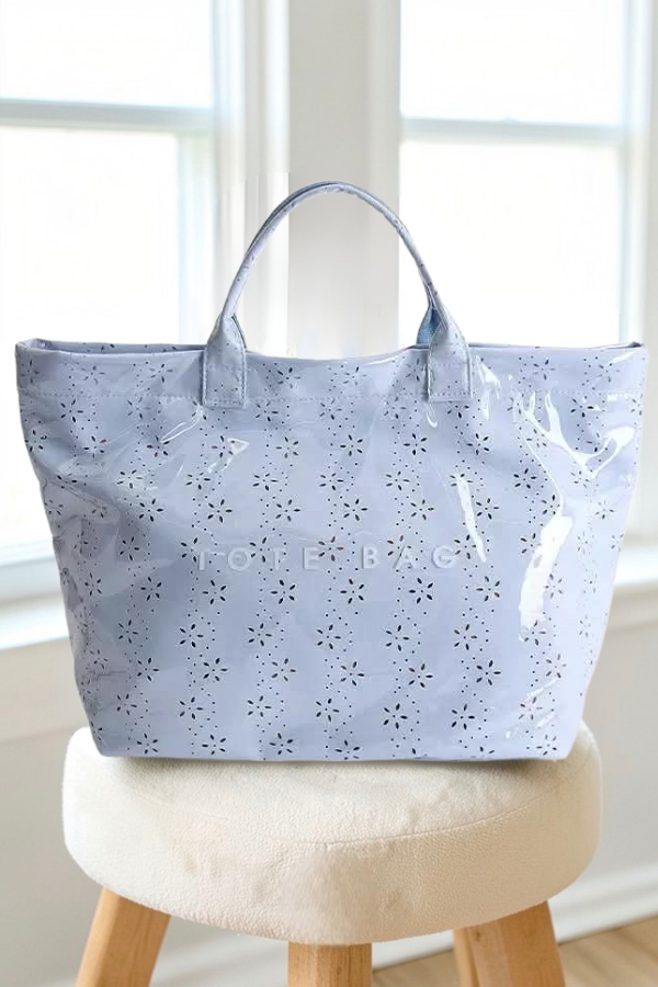 Blue Eyelet Wipeable Tote