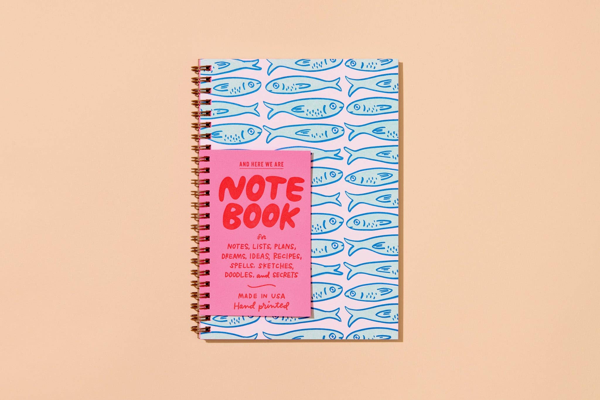 Letterpress Sardine Fish A5 Spiral Notebook