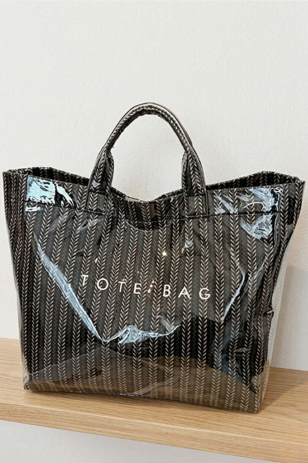 Black Chevron Wipeable Tote Bag