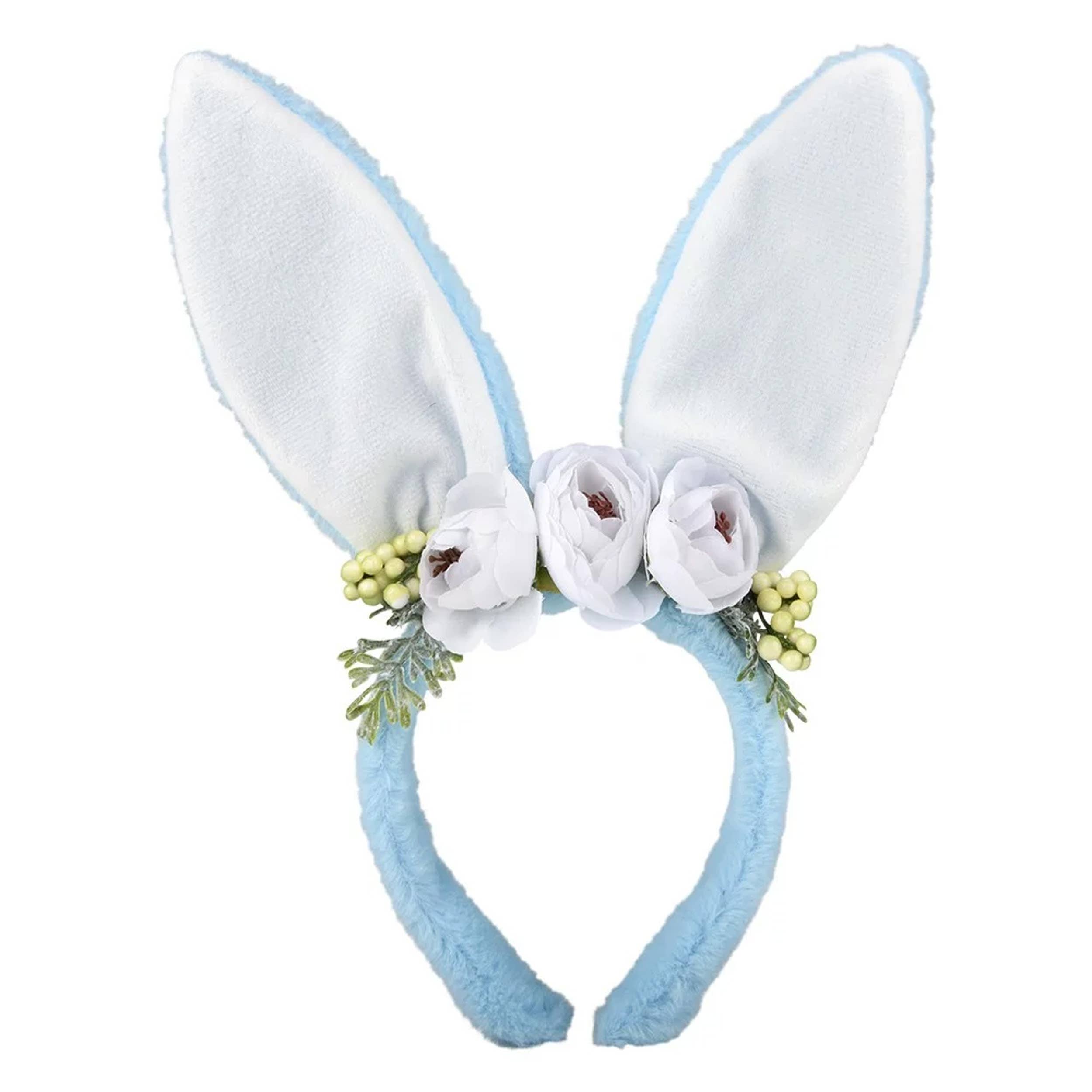 Bunny Plush Ears With Flowers