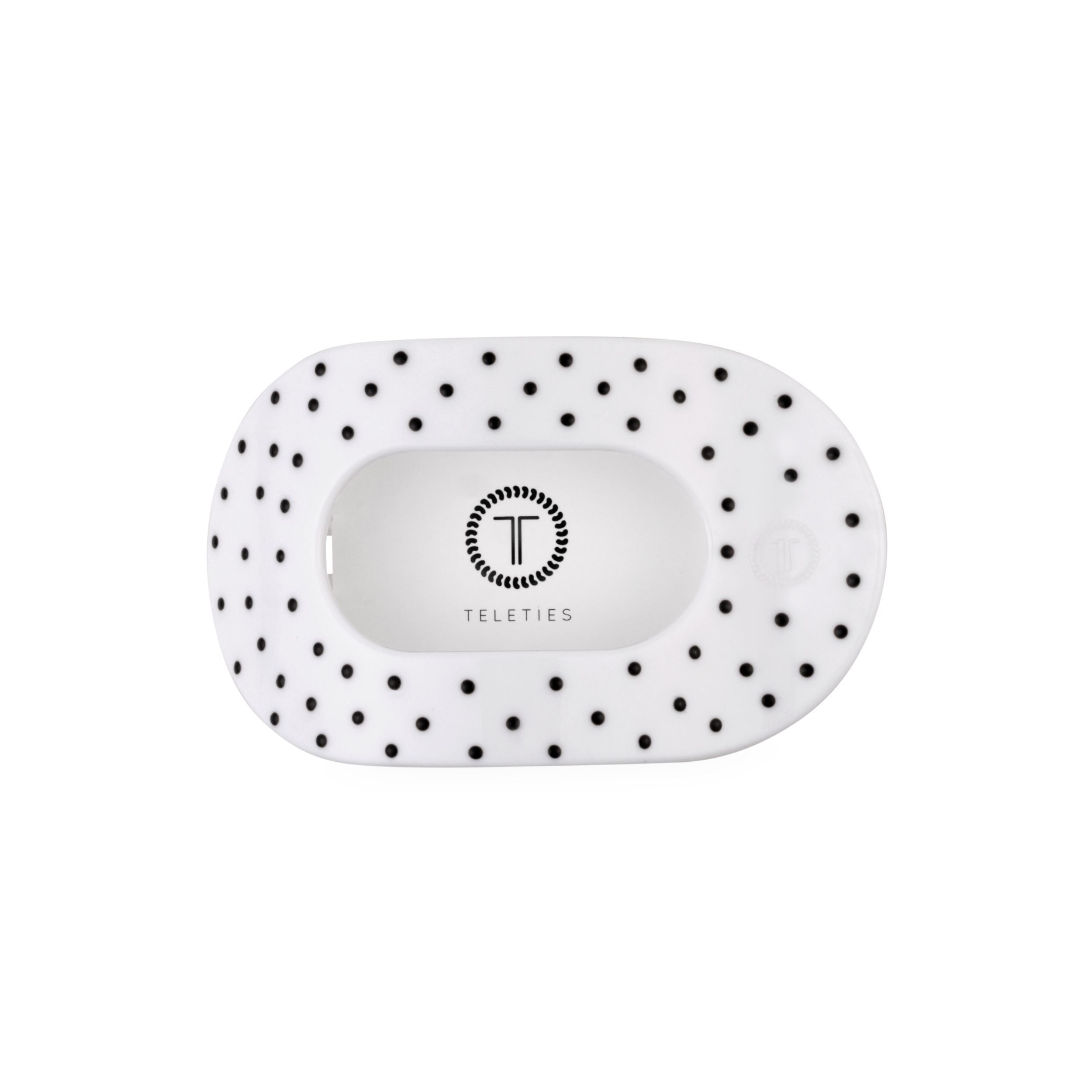 White Polka Dot Party Medium Flat Round Hair Clip