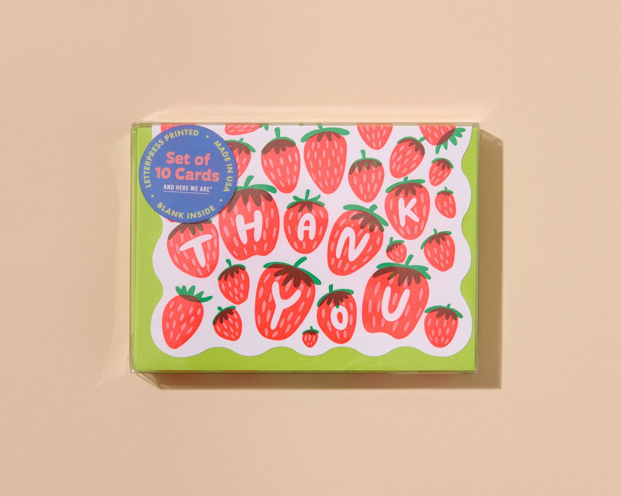Letterpress Strawberry Thank You Notecards Box Set