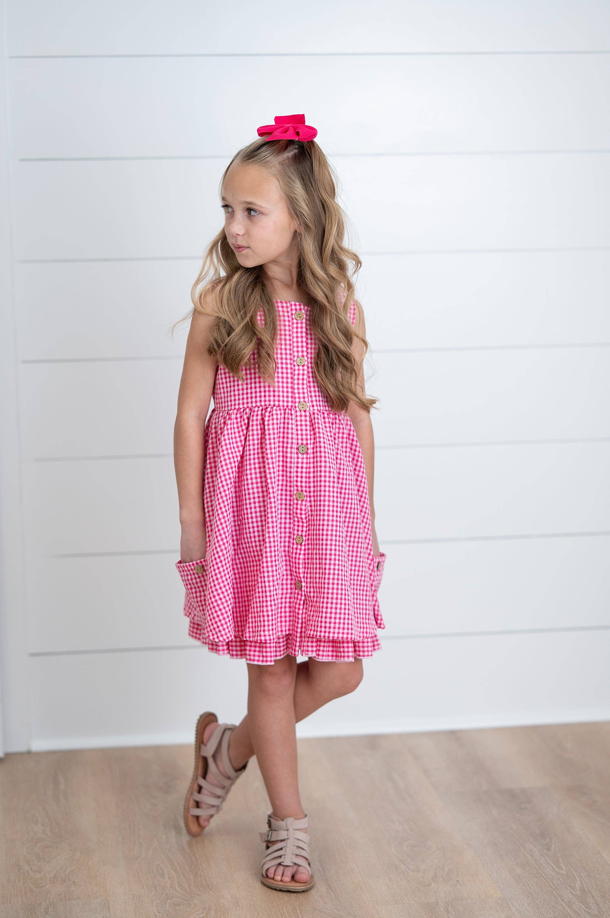 Brooke Hot Pink Gingham Summer Dress
