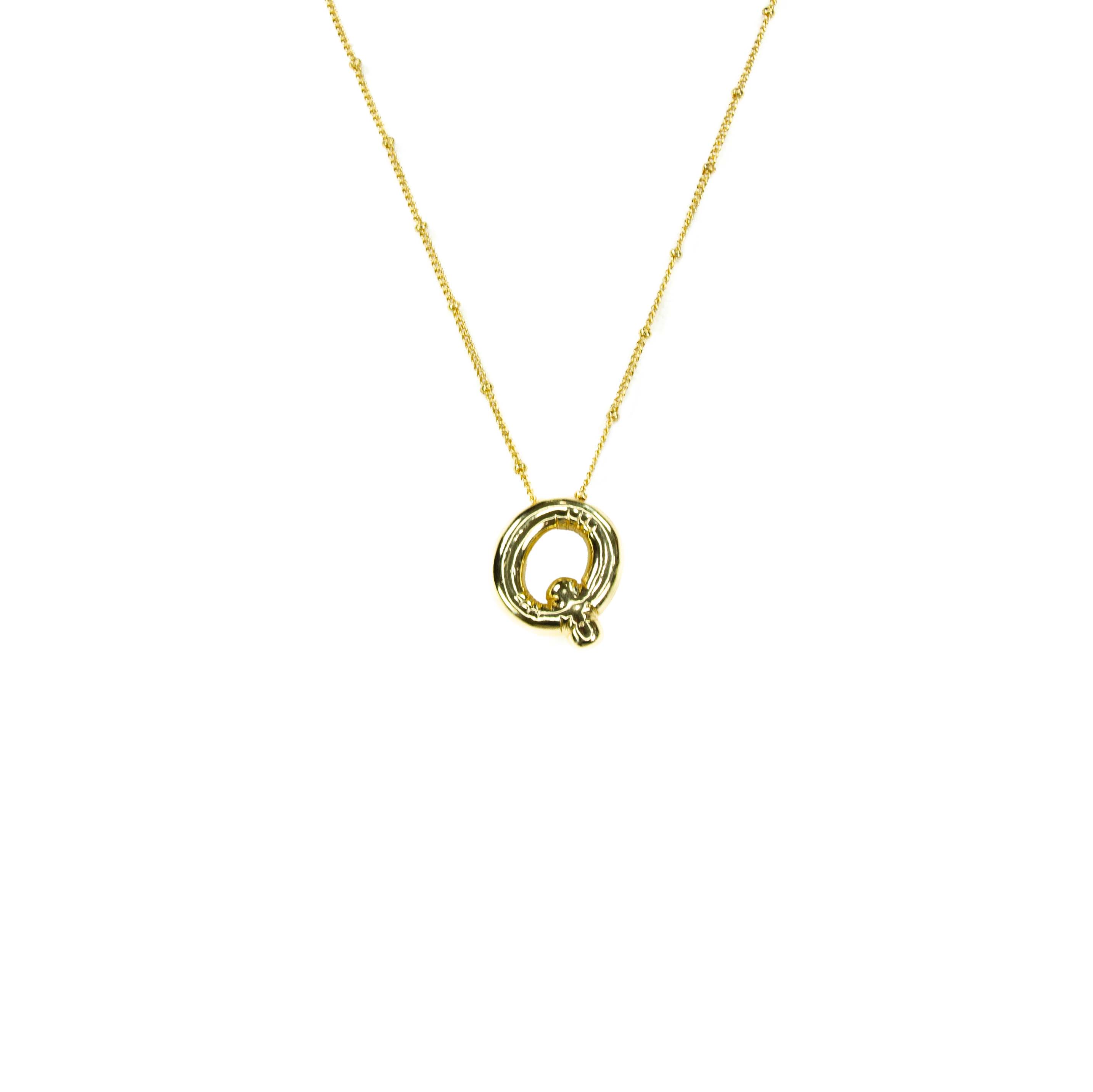BIG Initial Balloon Bubble 18K Gold Necklace