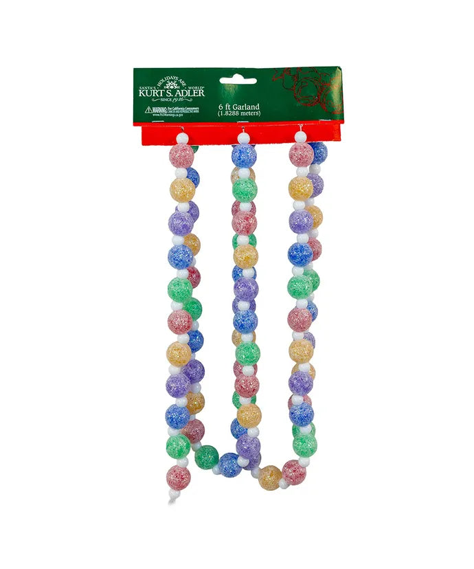 6' Colorful Frosted Iridescent Candy Garland