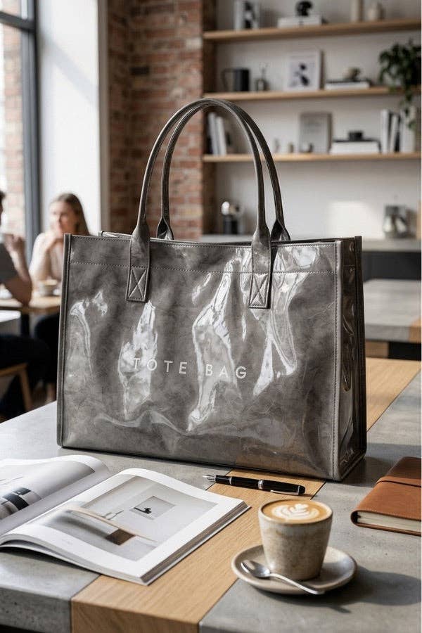 Gray Large Capacity Wipeable Tote Bag