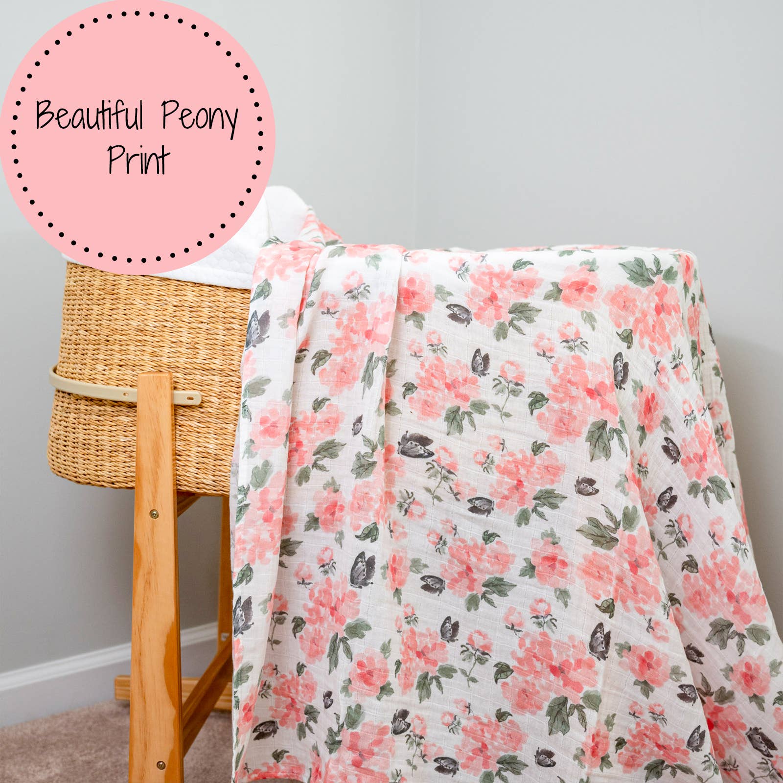 Pretty in Peony Muslin Swaddle Blanket