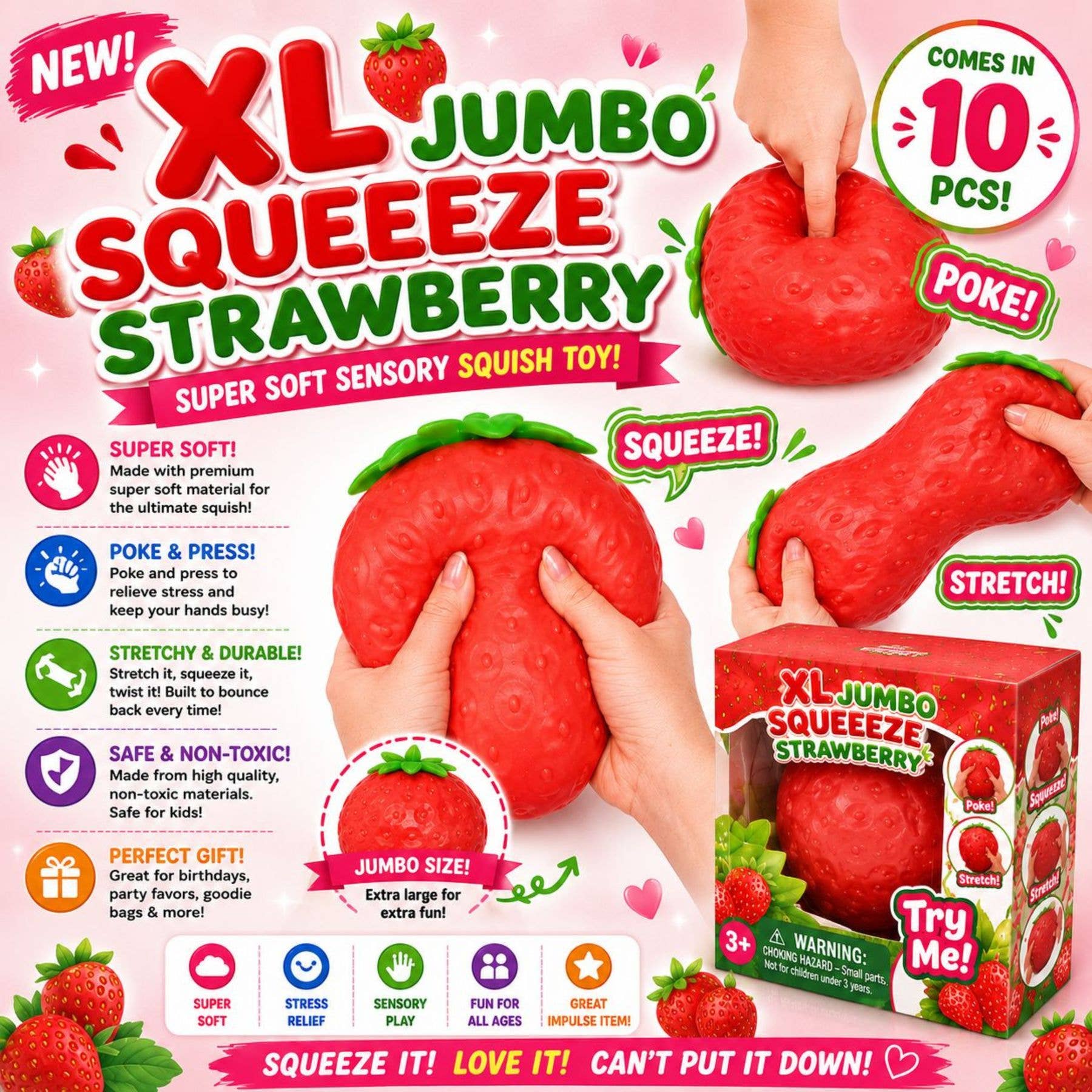 XL Jumbo Strawberry Squishy
