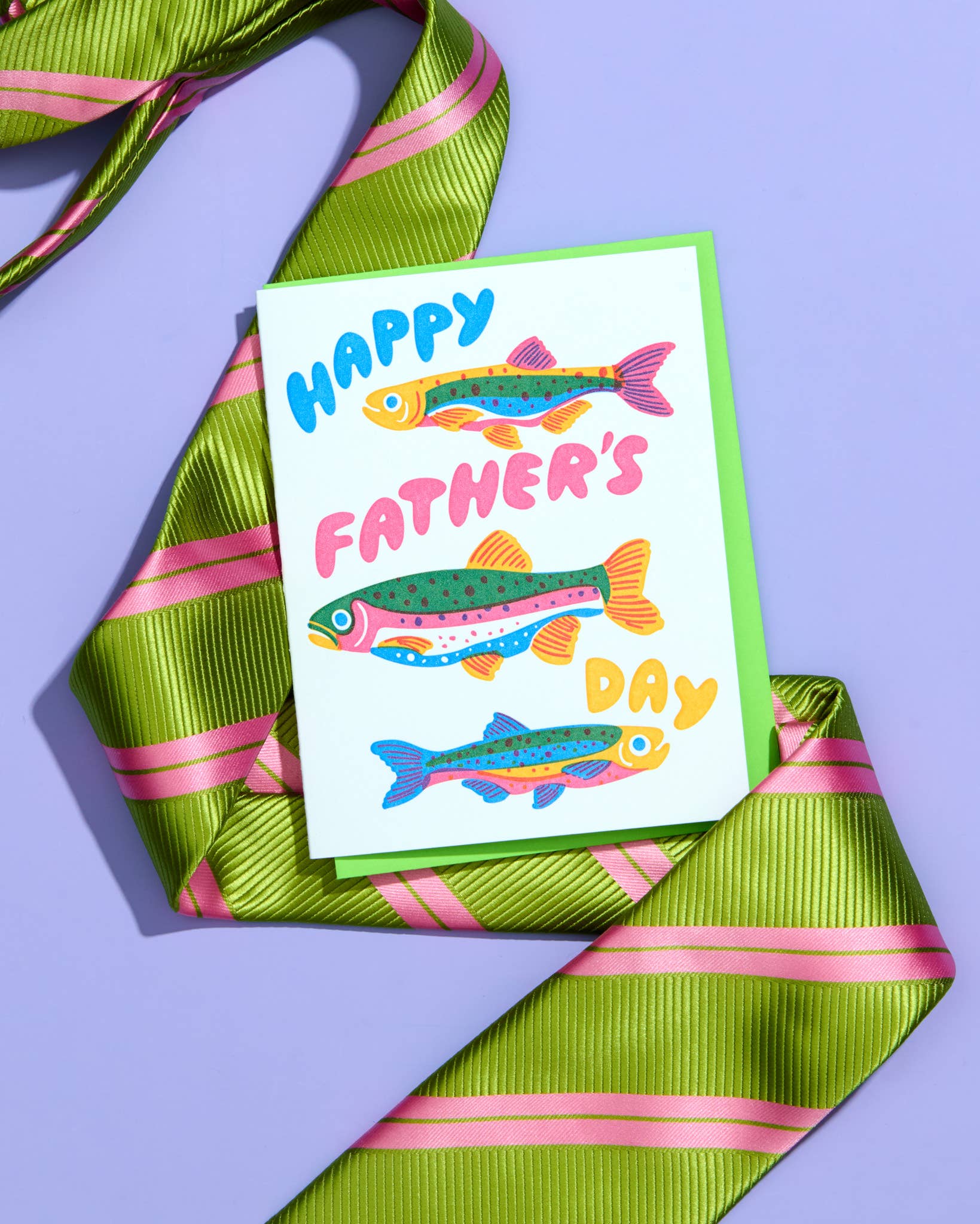 Letterpress Rainbow Trout Father's Day Card